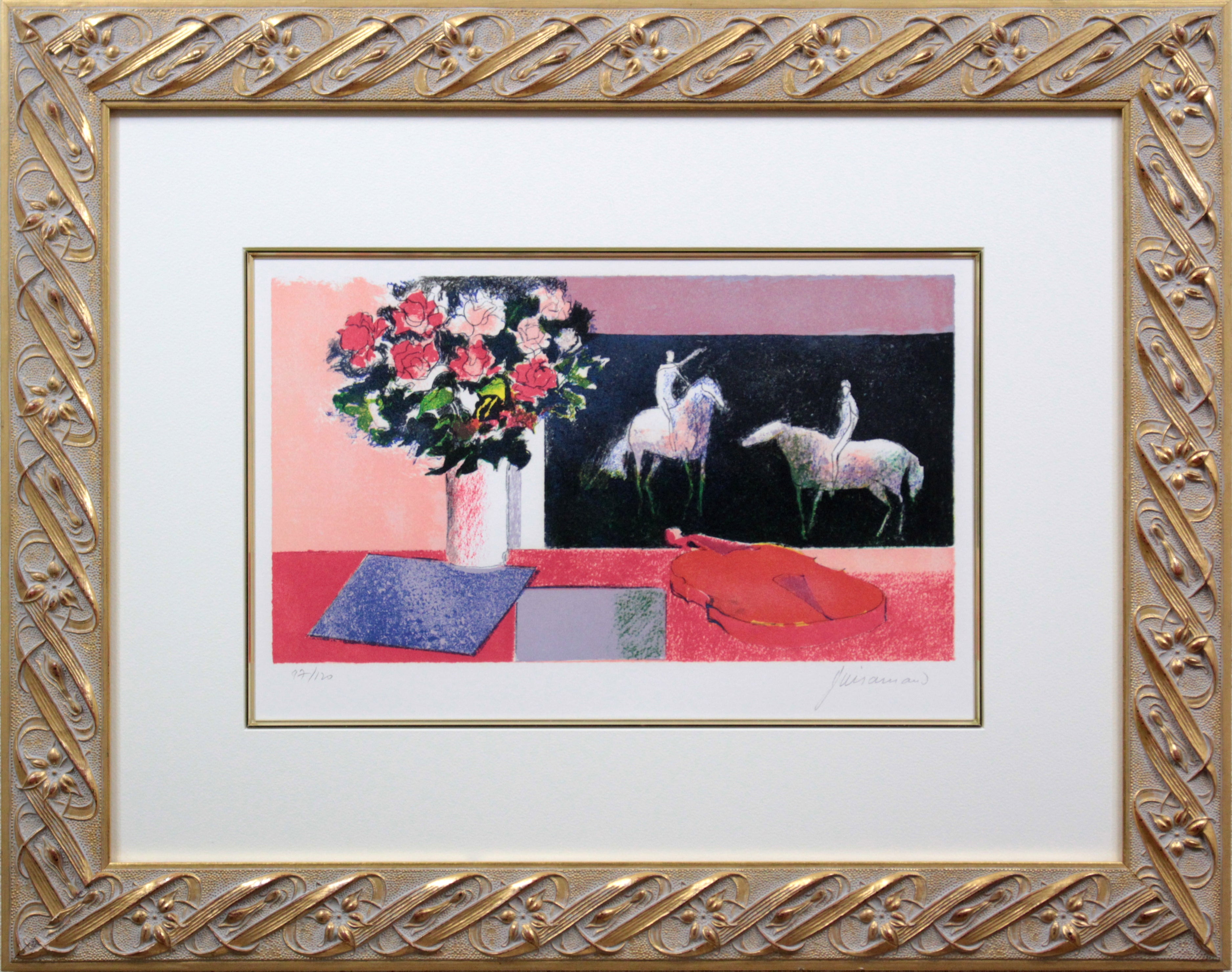 ポール・ギヤマン 『花と馬とバイオリン』 リトグラフ - 北海道画廊