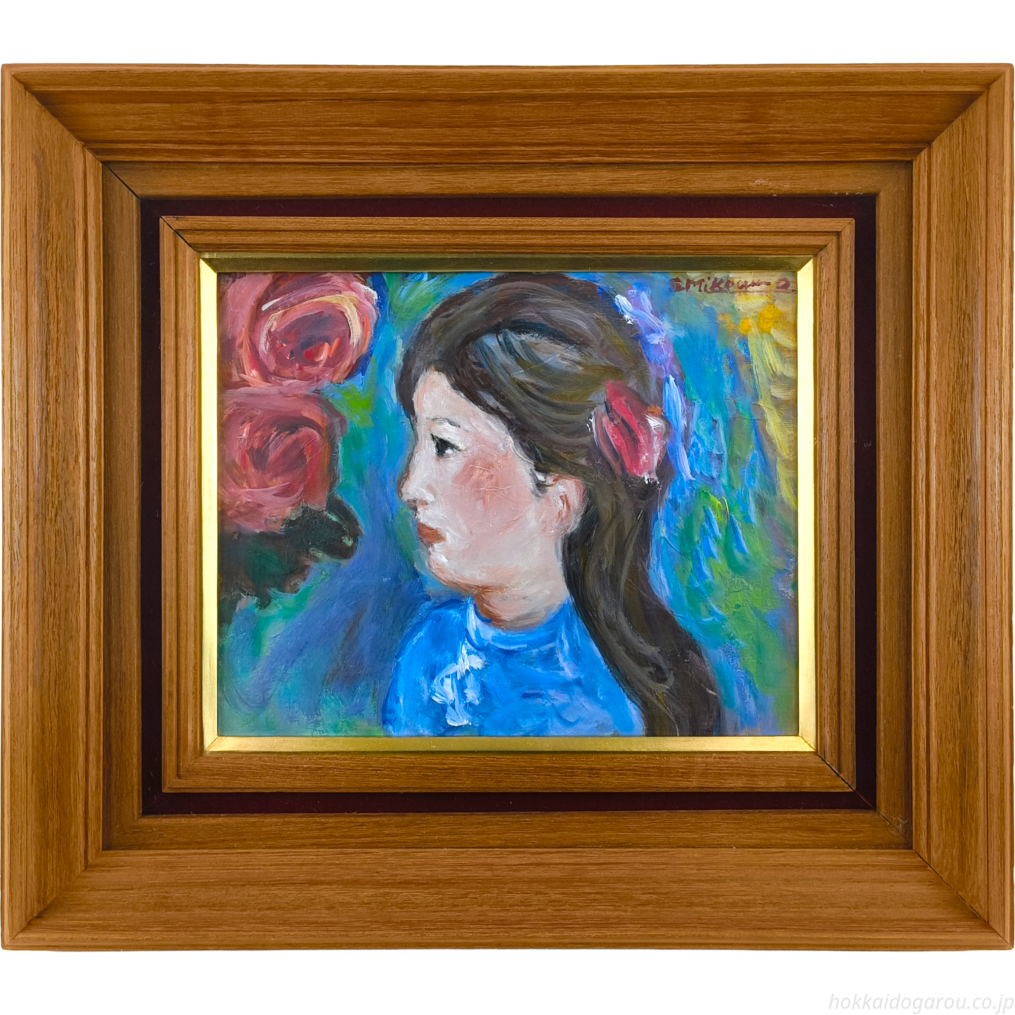 油彩画 「眼差し2」 三雲祥之助 『少女とバラ』 油彩画 - 北海道画廊