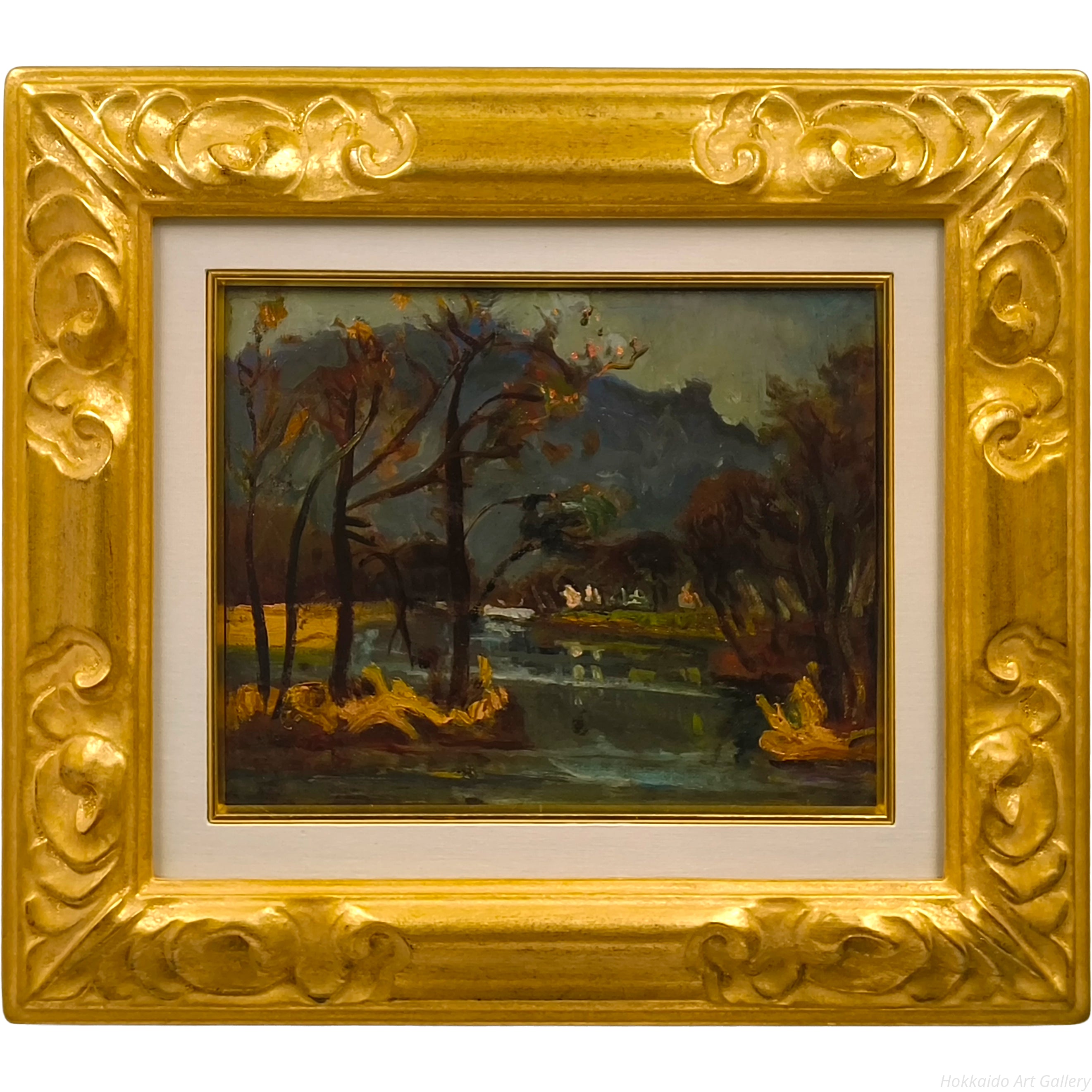 中村善策 『時雨るる大沼』 油彩画 - 北海道画廊