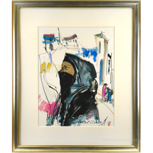 園田郁夫 「黒いヴェール」 水彩画 絵画 園田郁夫 『黒いヴェール』 水彩画 - 北海道画廊
