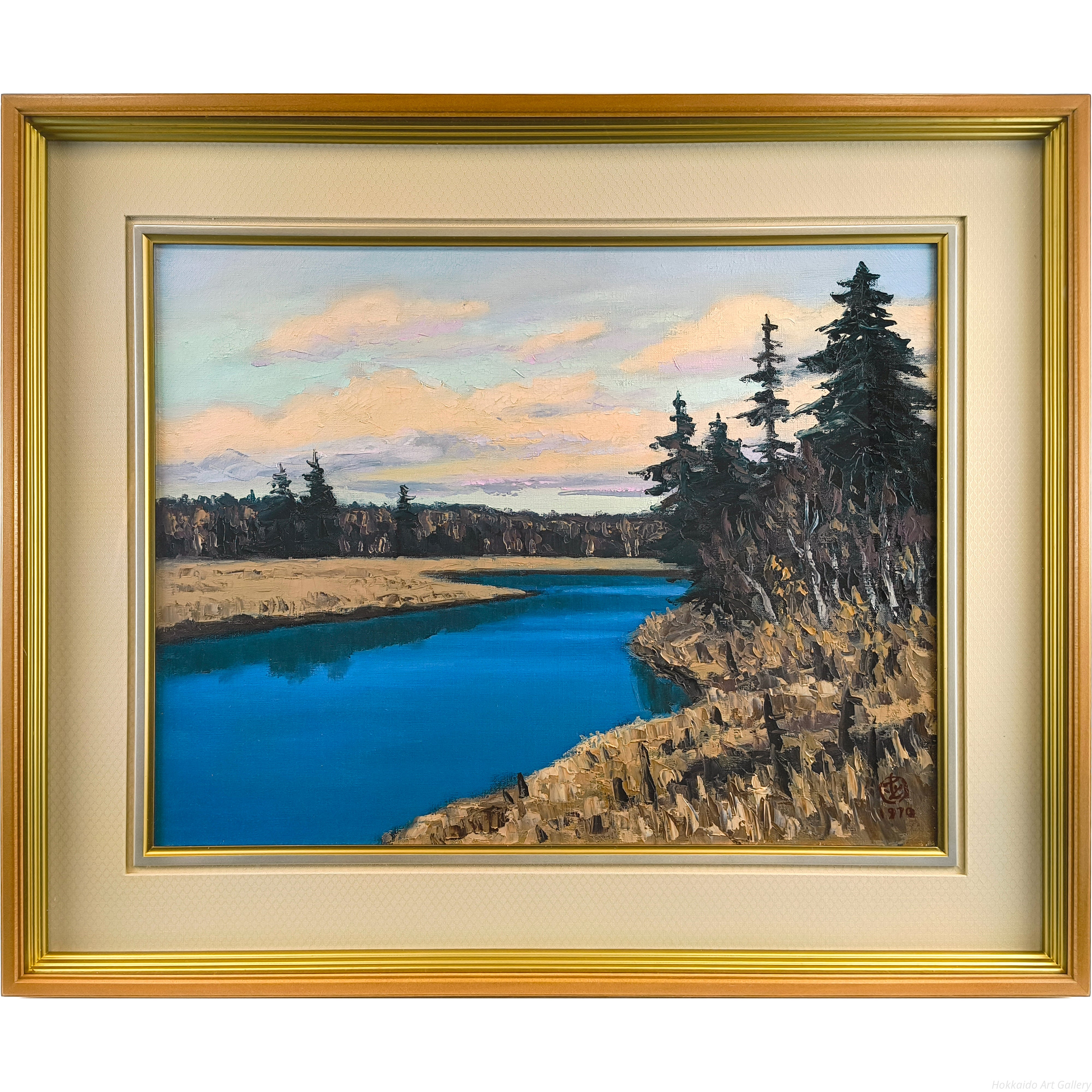 ホアンキエム湖での晩秋  (油絵) 坂本直行 『晩秋の別当賀川』 油彩画 - 北海道画廊