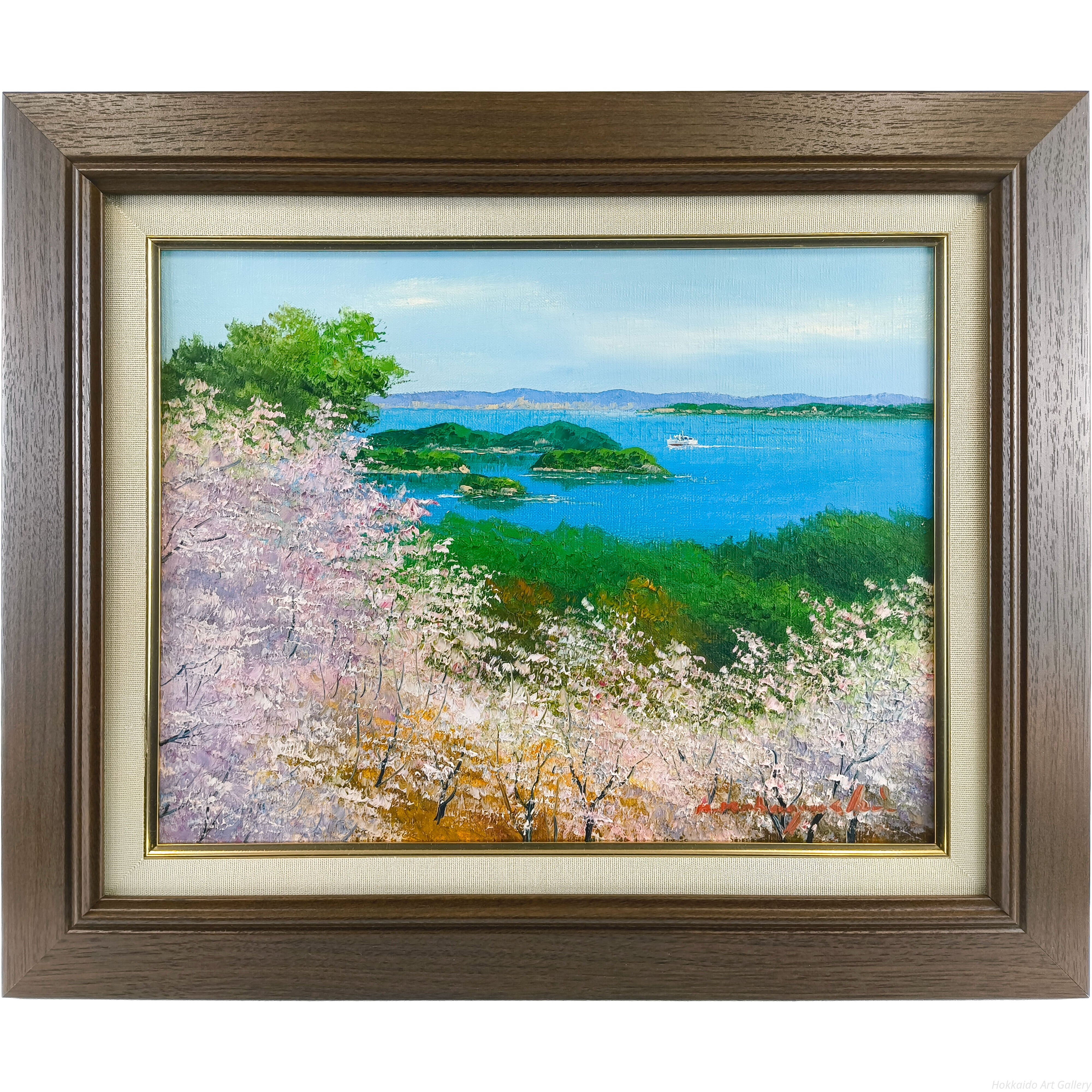 小林幸三 『松島と桜』 油彩画 - 北海道画廊