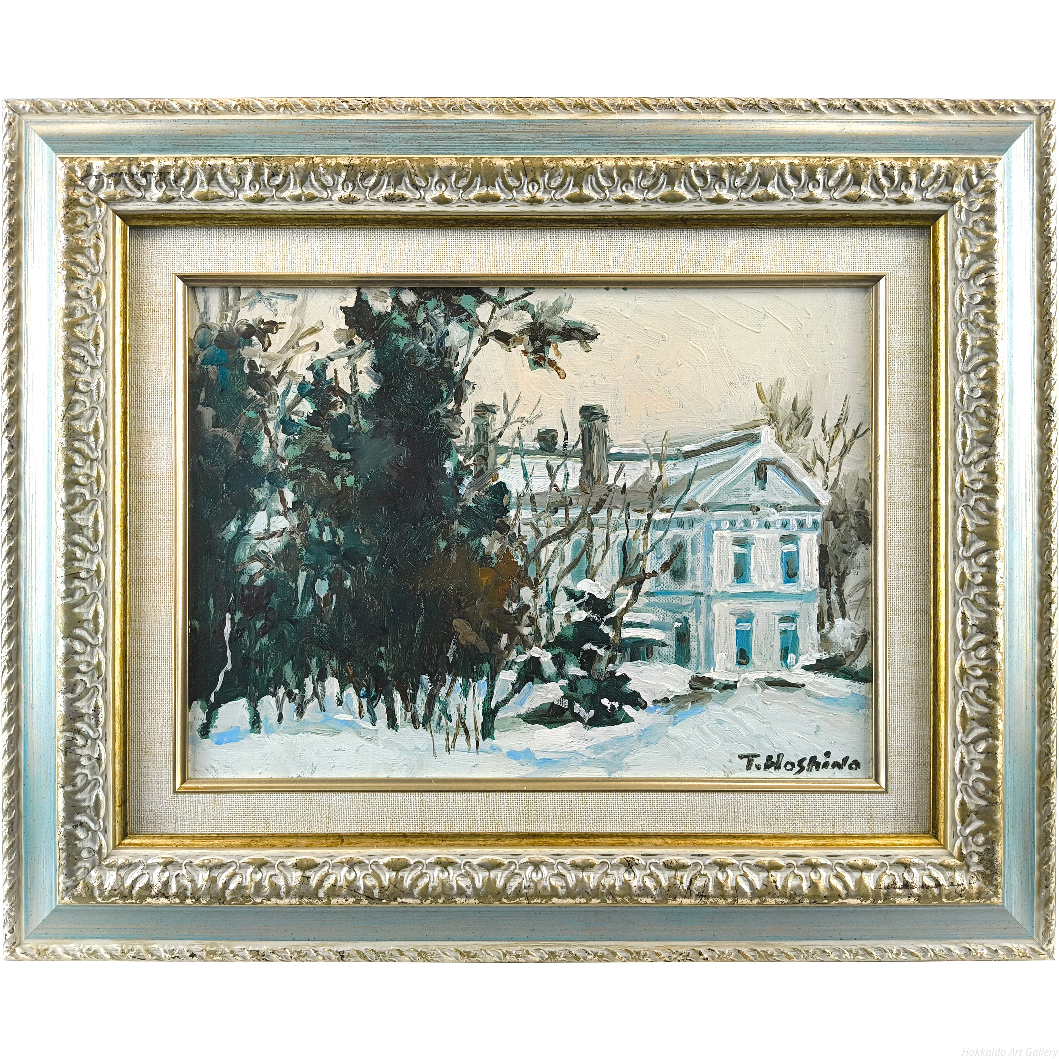 星野恒隆 『雪の豊平館』 油彩画 - 北海道画廊