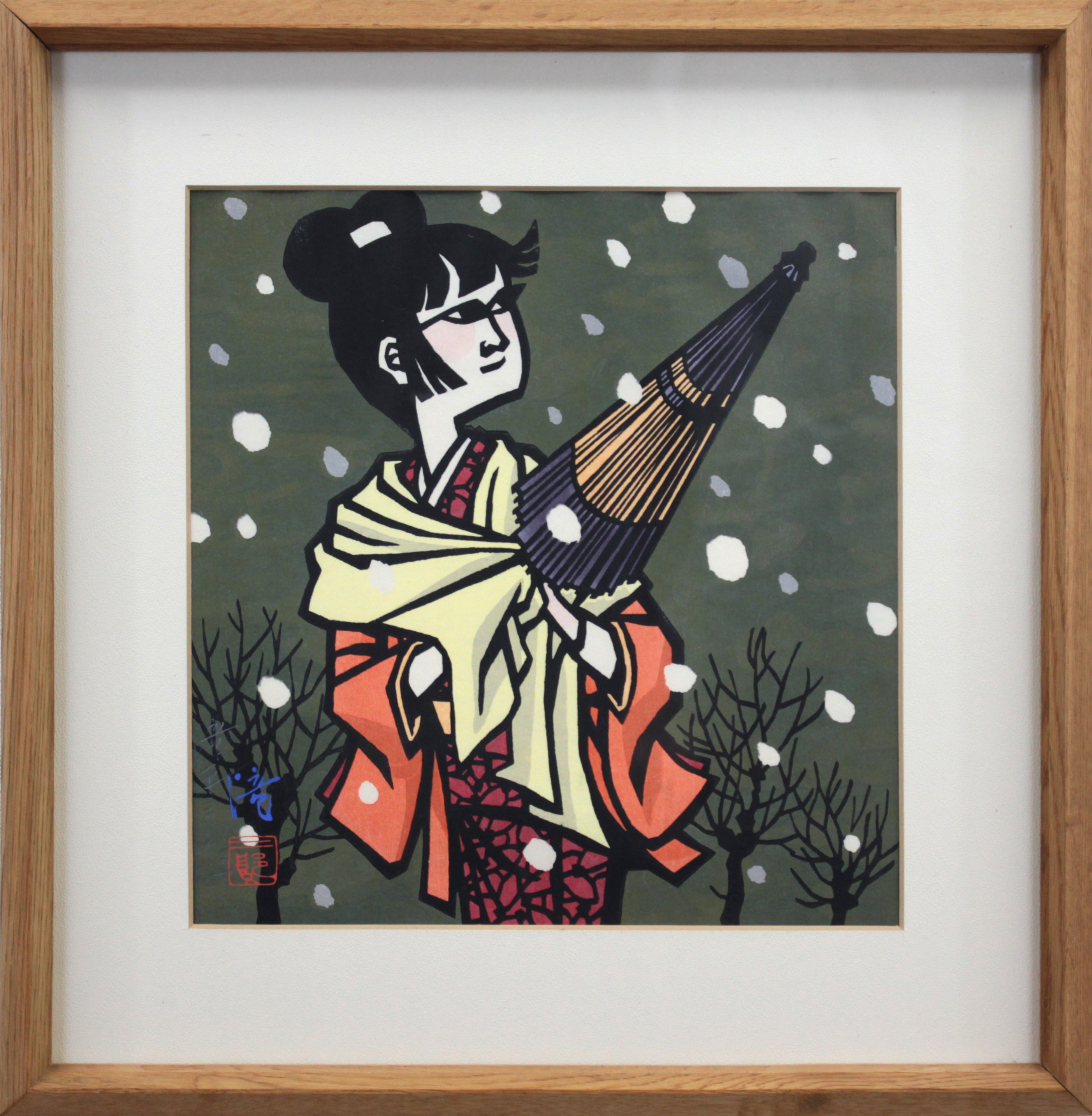 滝平二郎 『牡丹雪』 木版画 - 北海道画廊