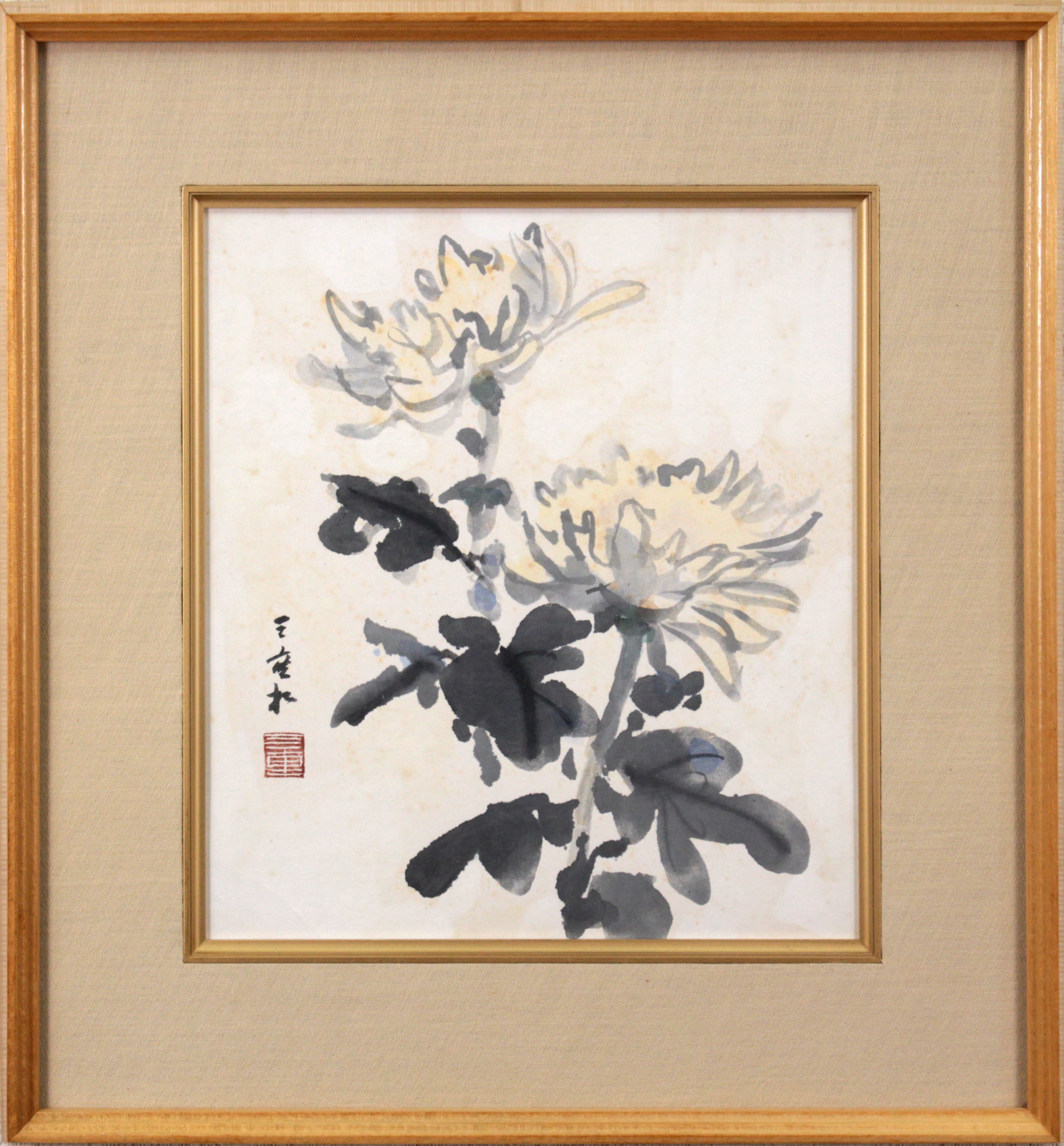 田辺三重松 『菊』 水彩画 - 北海道画廊