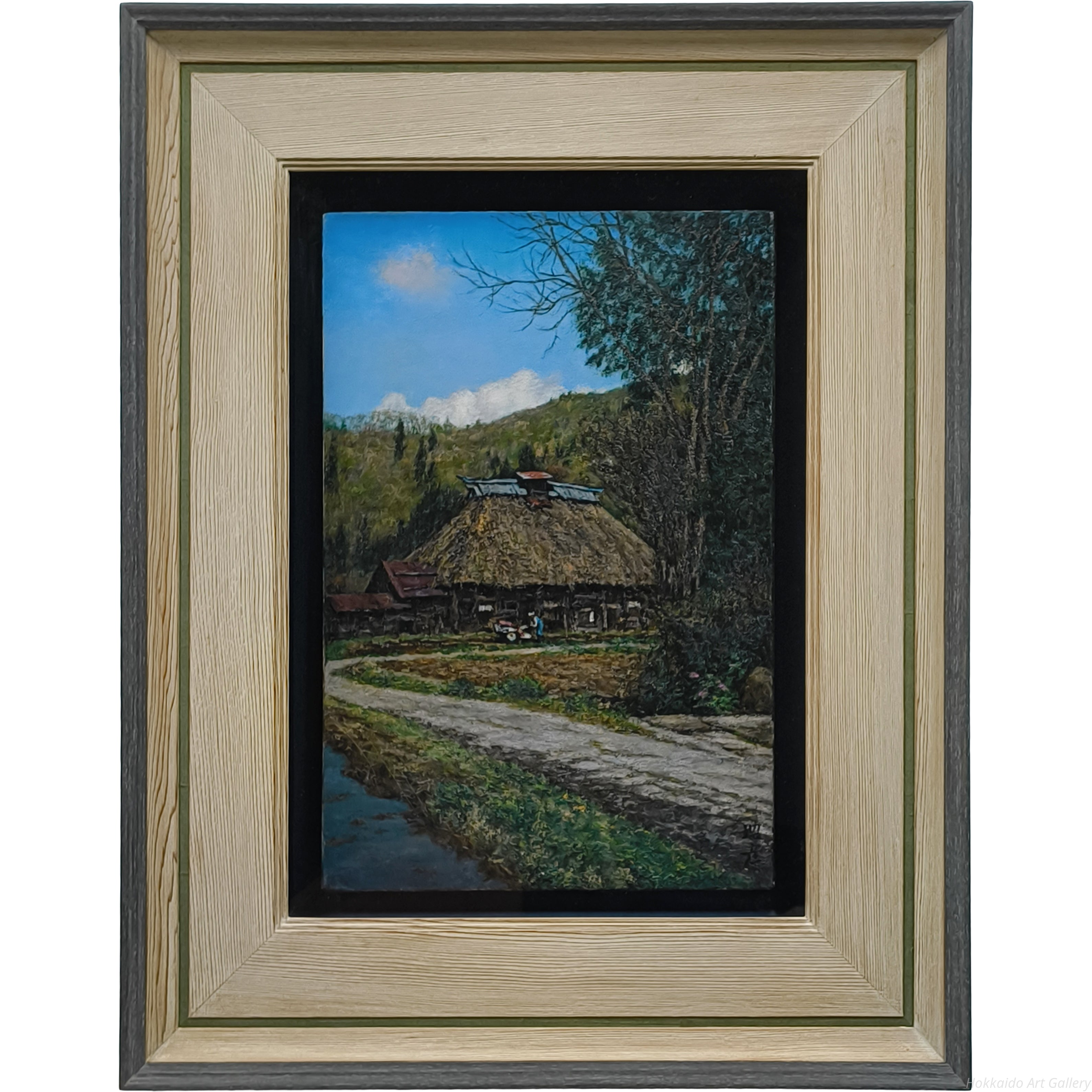 矢ヶ部昭彦 『民家風景』 油彩画 - 北海道画廊