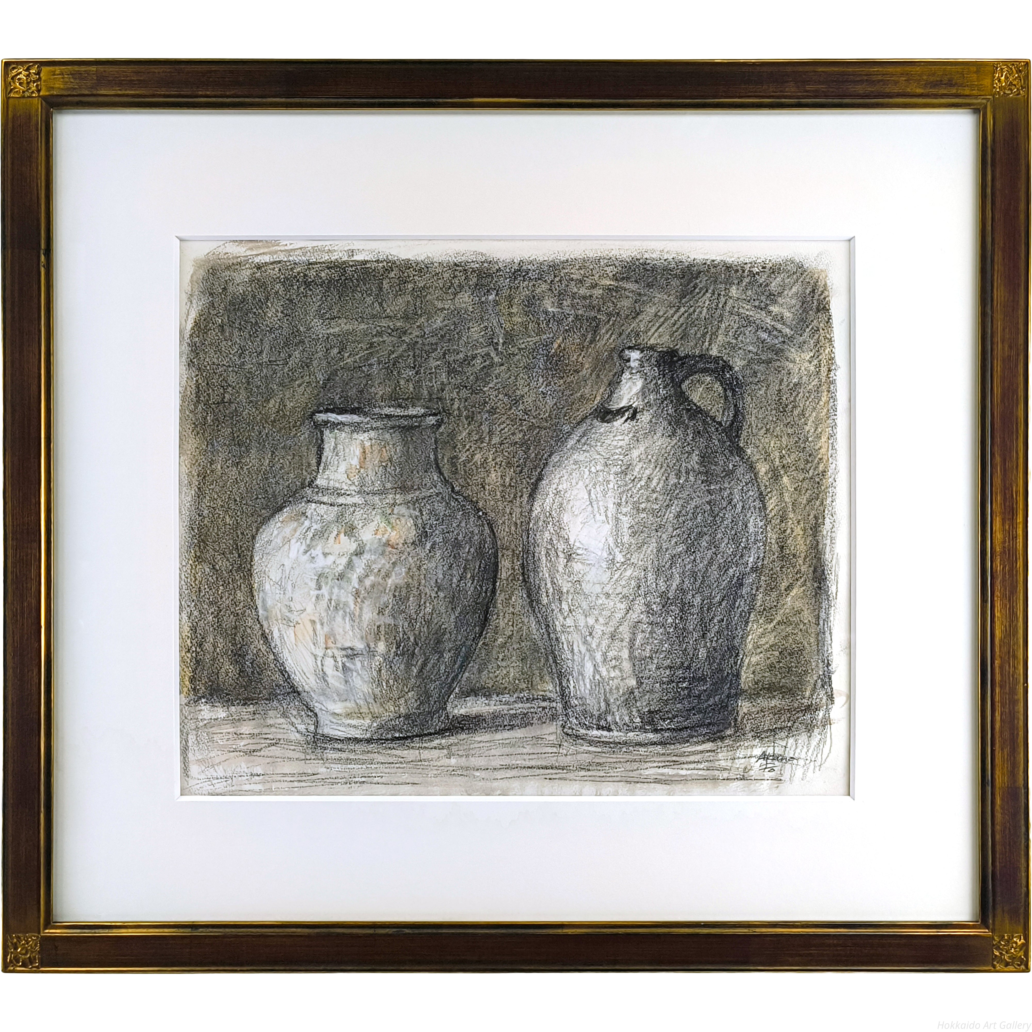 赤穴宏 『壷』 コンテ＋彩色 - 北海道画廊