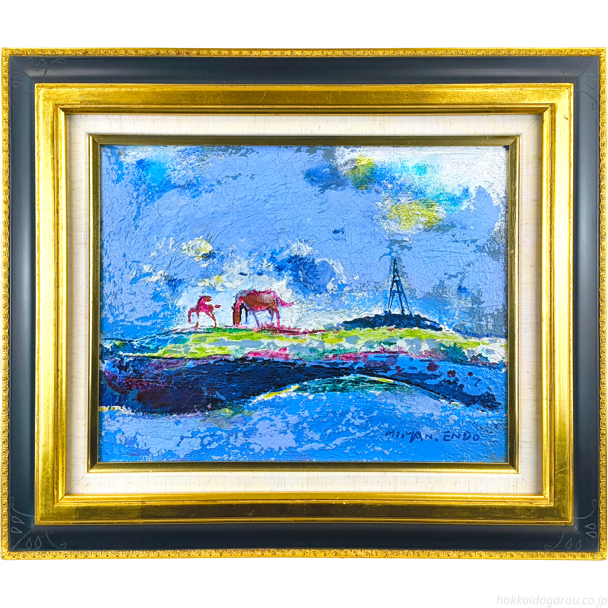 遠藤ミマン 『馬・三角点』 油彩画 - 北海道画廊