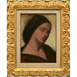 鴨居玲 『黒いショウル』 油彩画 - 北海道画廊