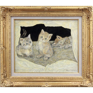 服部 和三郎 『三匹の子猫』 油彩画 - 北海道画廊