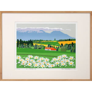 藤倉英幸 『白い花咲く丘』 シルクスクリーン - 北海道画廊