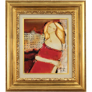 松任谷 國子 油絵・油彩画『待ちわびて』【真作保証】 絵画 松任谷 國子 『待ちわびて』 油彩画 - 北海道画廊