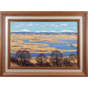 坂本直行『初冬の霧多布湿原より／斜里岳(左)、海別岳(右)』 – 北海道画廊