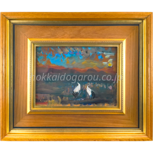 上野山清貢 『タッコブ湖畔の丹頂鶴』 油彩画 - 北海道画廊
