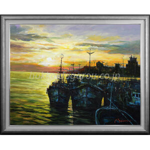 高橋益之 高橋益之 『釧路港』 油彩画 - 北海道画廊