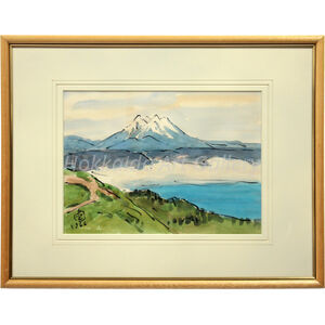 坂本直行 『新雪の斜里岳（クッチャロ湖より）』 水彩画 - 北海道画廊