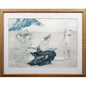 クロード・ワイズバッシュ 『画家とモデル』 リトグラフ - 北海道画廊