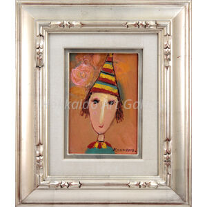 塙賢三 『花と道化』 油彩画 - 北海道画廊