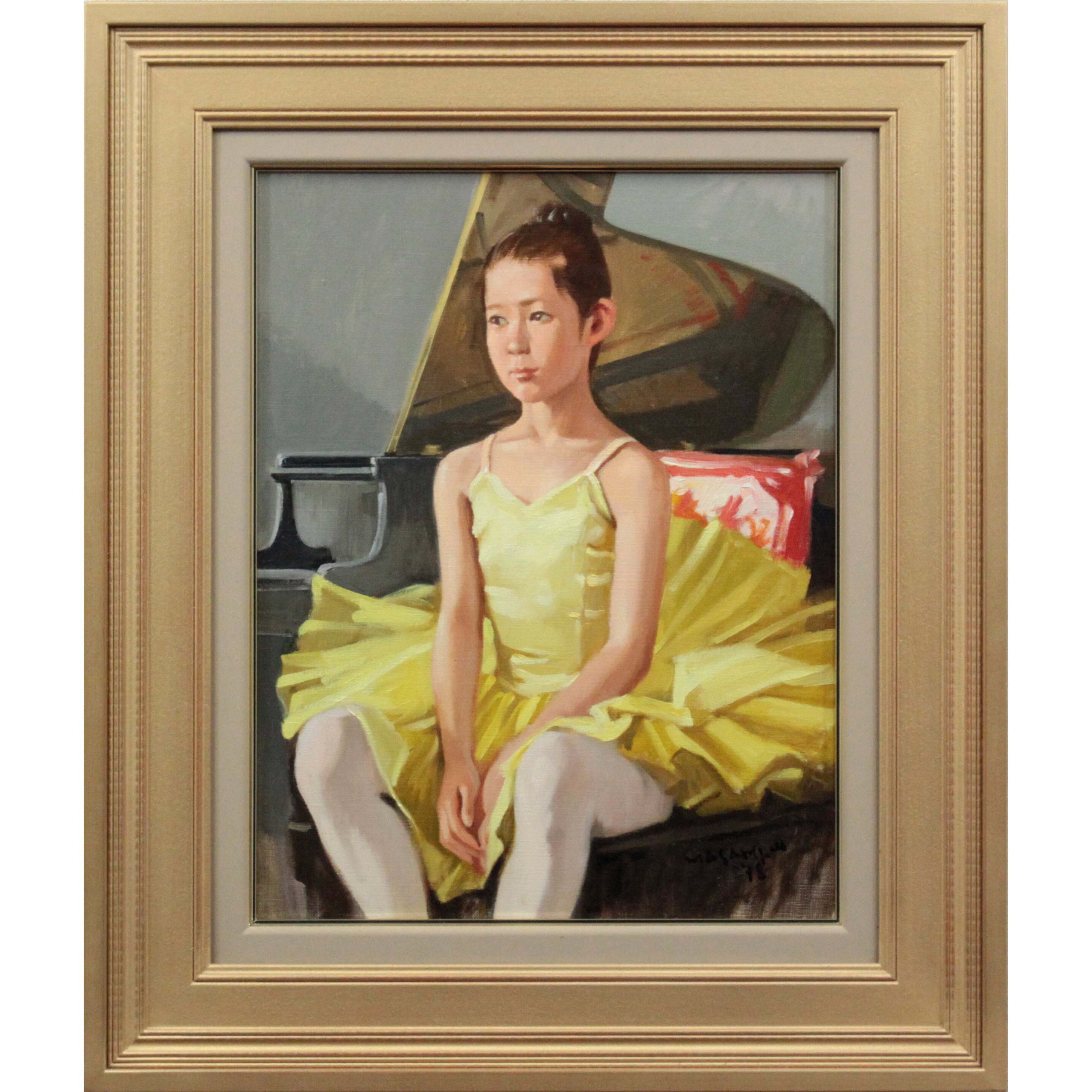 F. Koising バレリーナ 油彩画 約40x50cm バレリーナ坐像 | 山岸正巳 – 北海道画廊