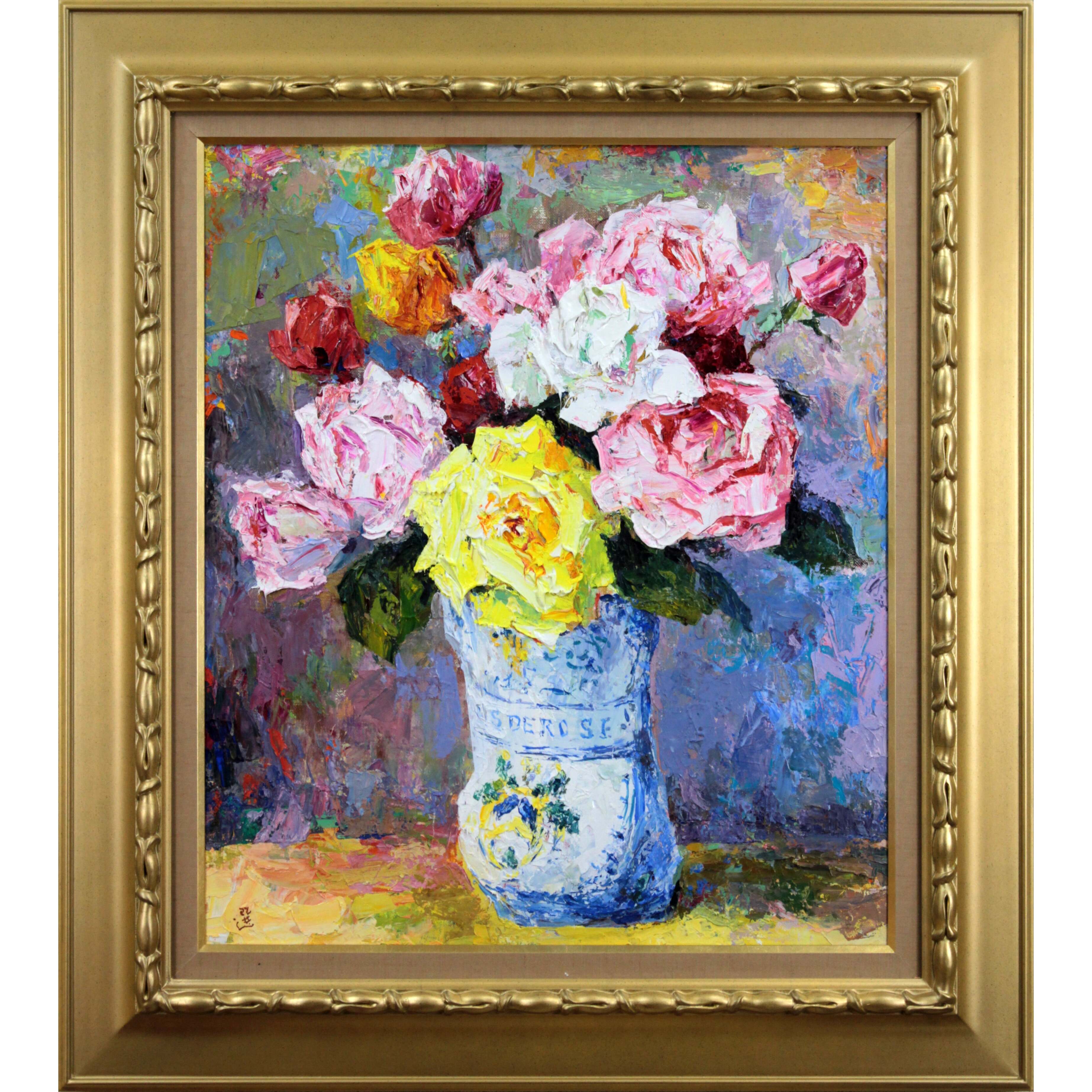 バラの花束 油彩画 約40cm スクエア Amazon.co.jp: アート絵画 バラの花束の花 ピエール・オーギュスト