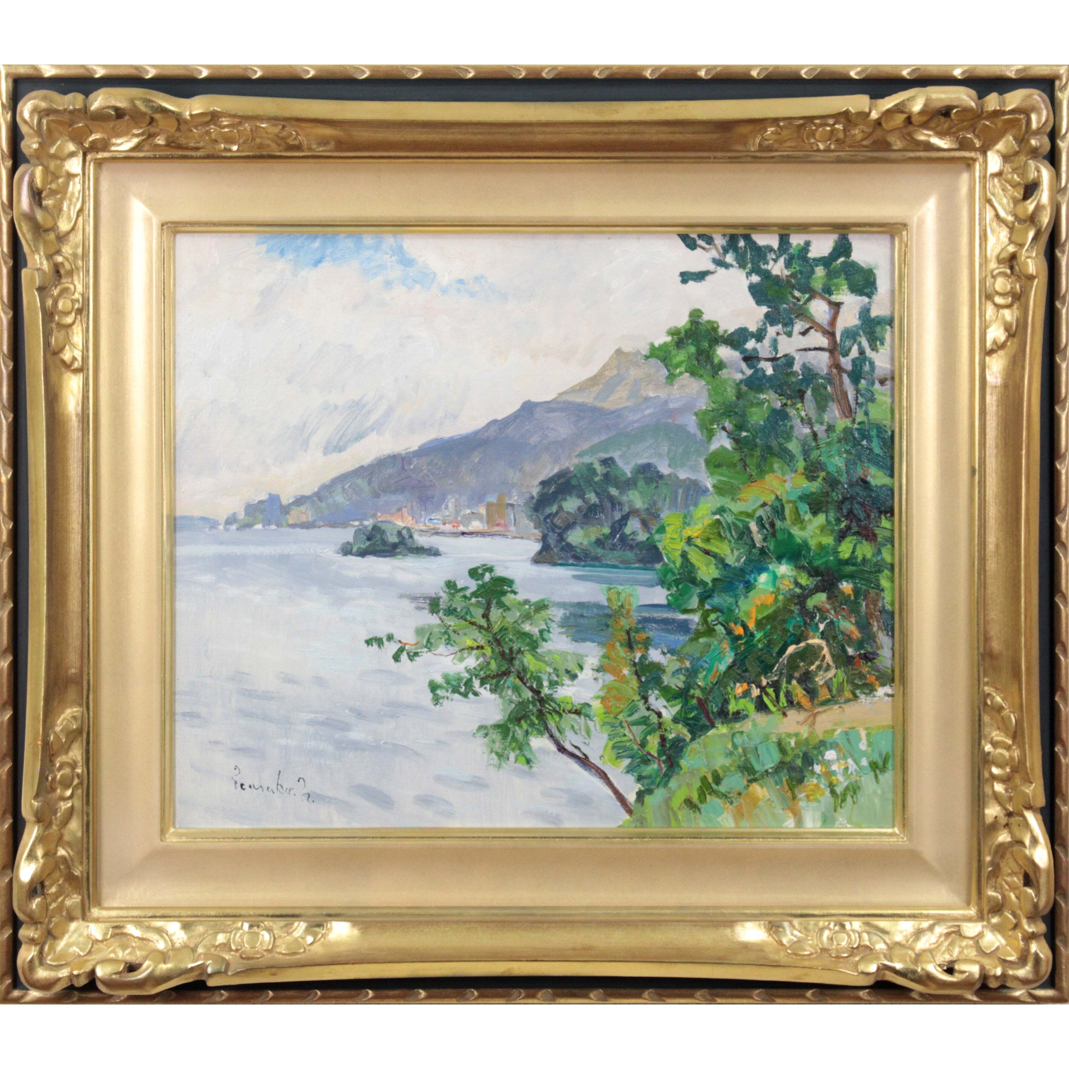 中村善策 『洞爺湖畔』 油彩画 - 北海道画廊