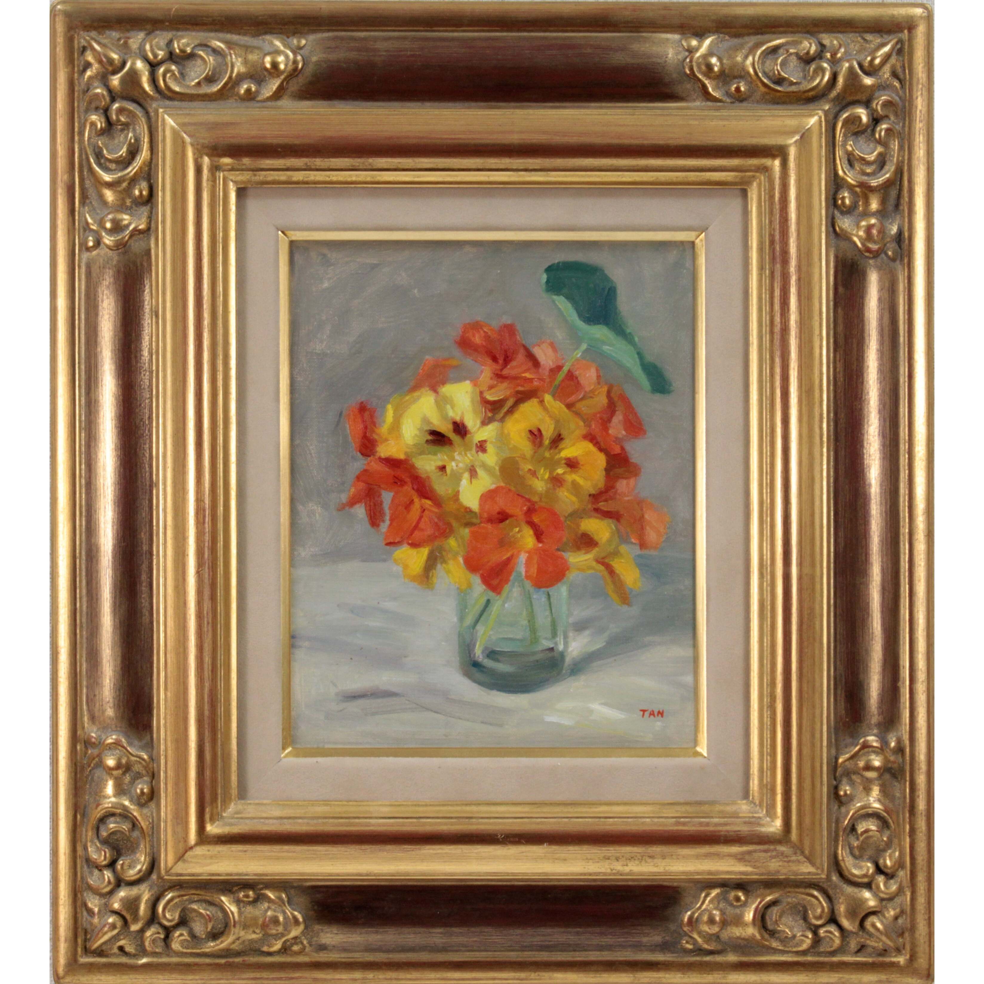 長原 担 『金連花』 油彩画 - 北海道画廊