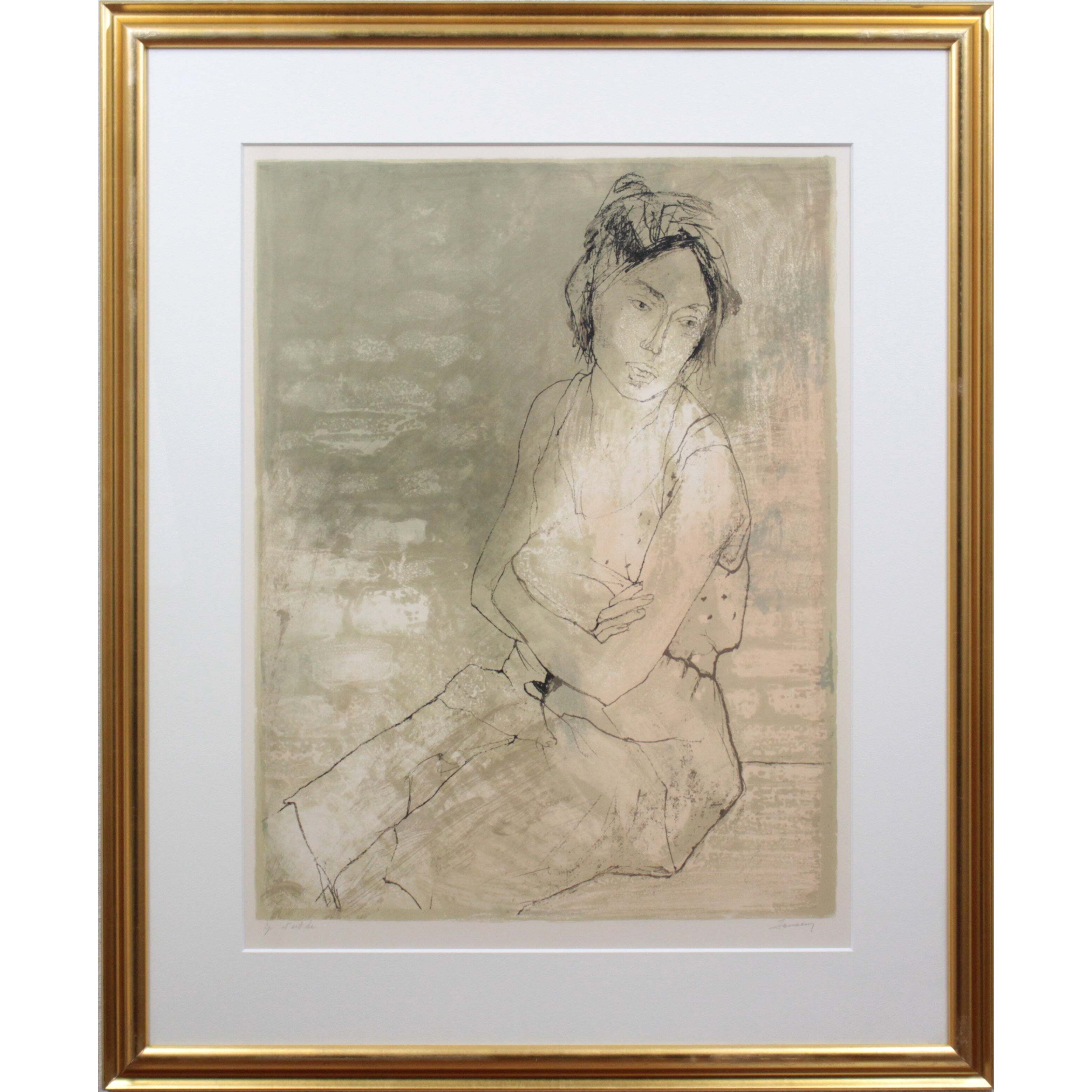 画家への手紙 ジャン ・ リュサのリトグラフ 人物画 絵画 リトグラフ 版画 ジャン・ジャンセン 「カプリーヌ」 額