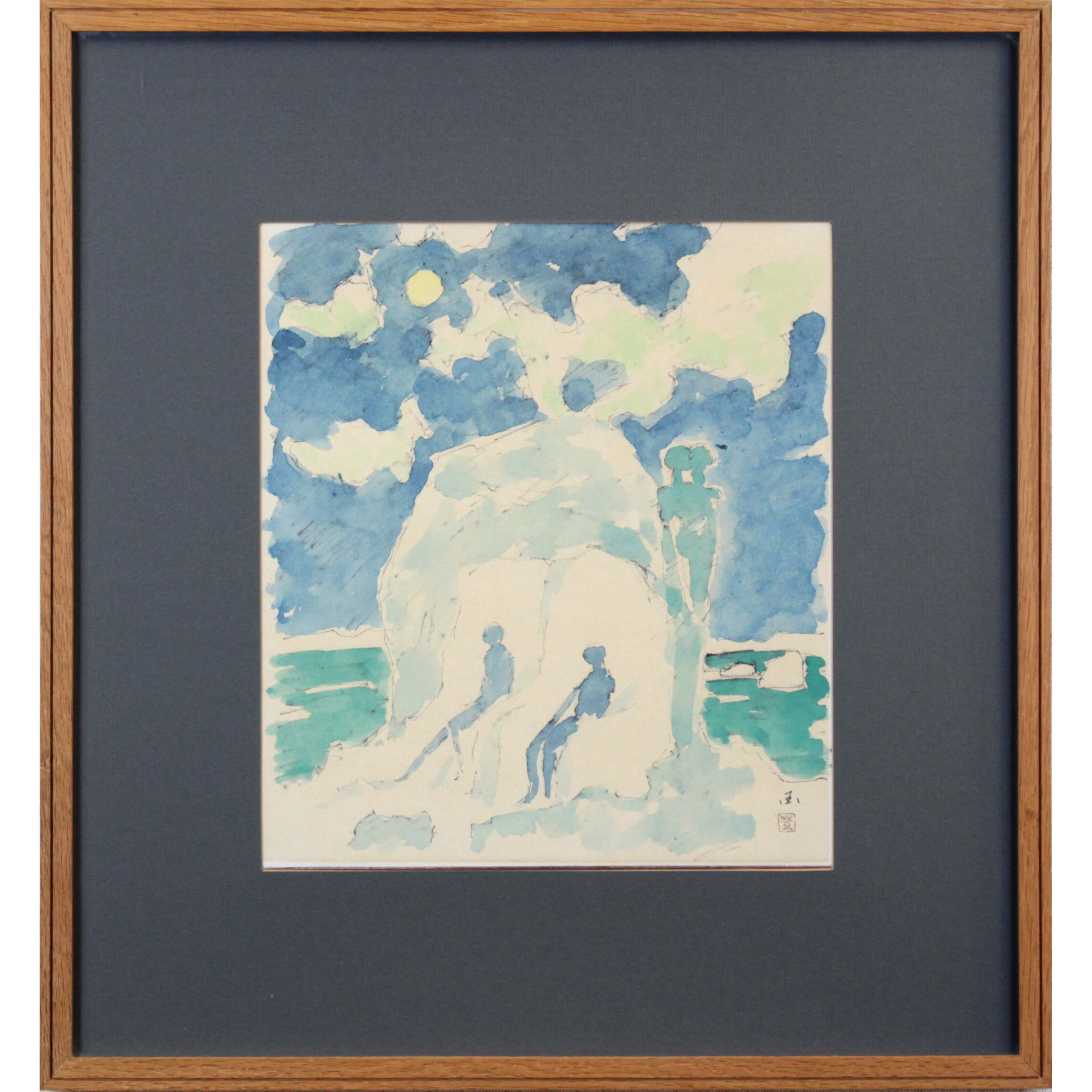 国松登、【流氷の頃】、希少な額装用画集より、美品、日本人画家、新品額装付 国松 登 『氷人』 水彩画 - 北海道画廊