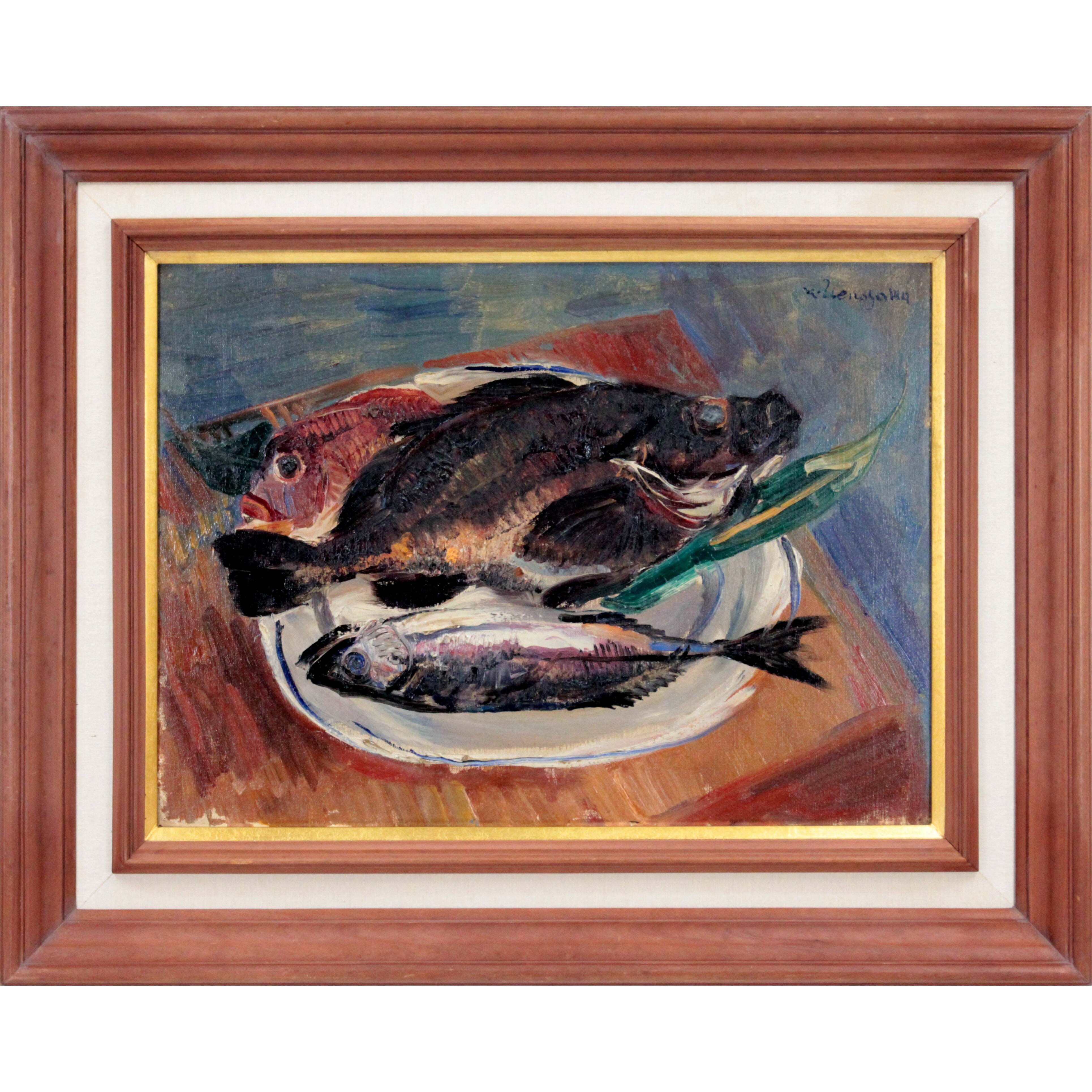 上野山 清貢 『魚』 油彩画 - 北海道画廊