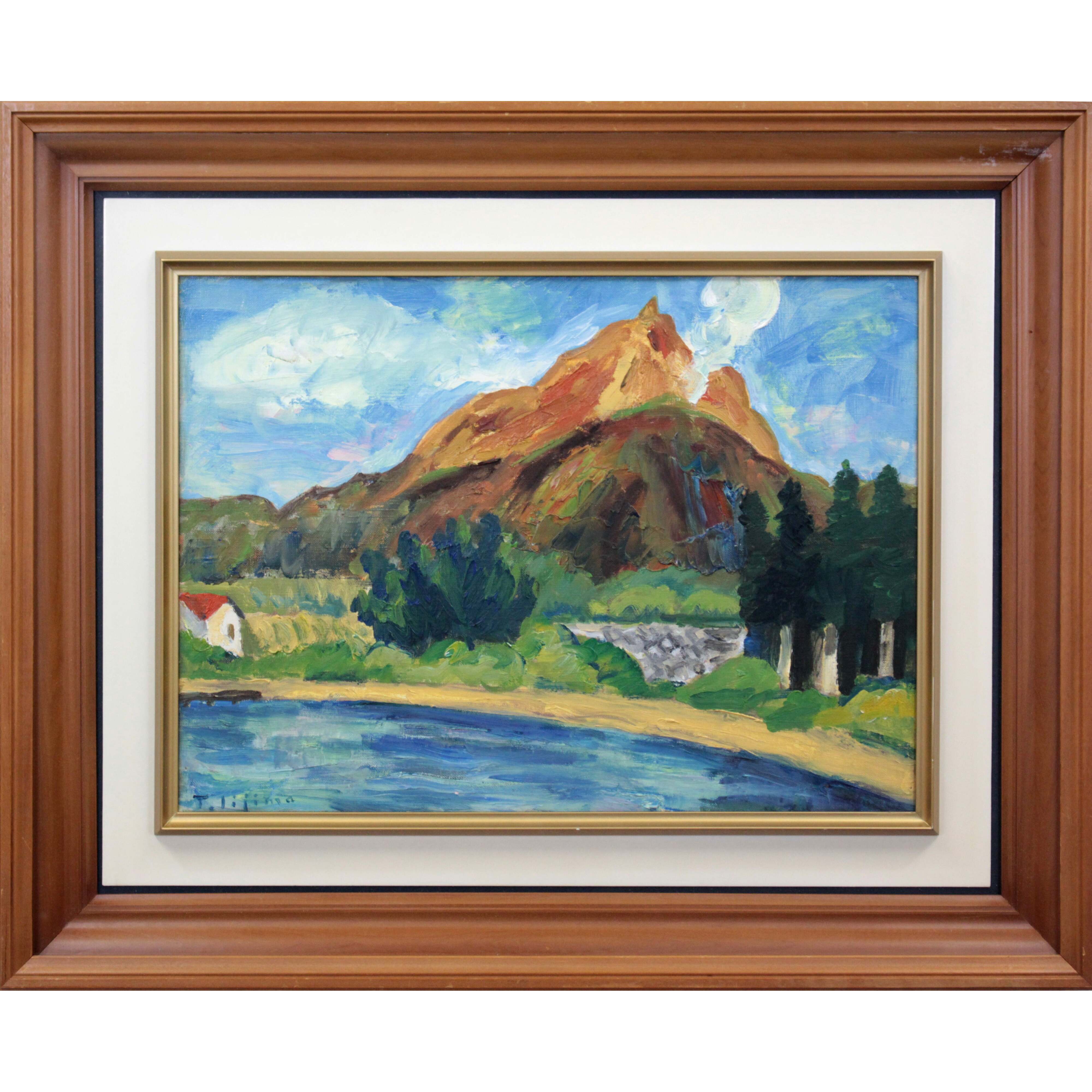 銘品　人気作家　⼭⼝硯閑　油彩　P12 アンティーク絵画 評価 号25万円 飯島庸行 『昭和新山』 油彩画 - 北海道画廊