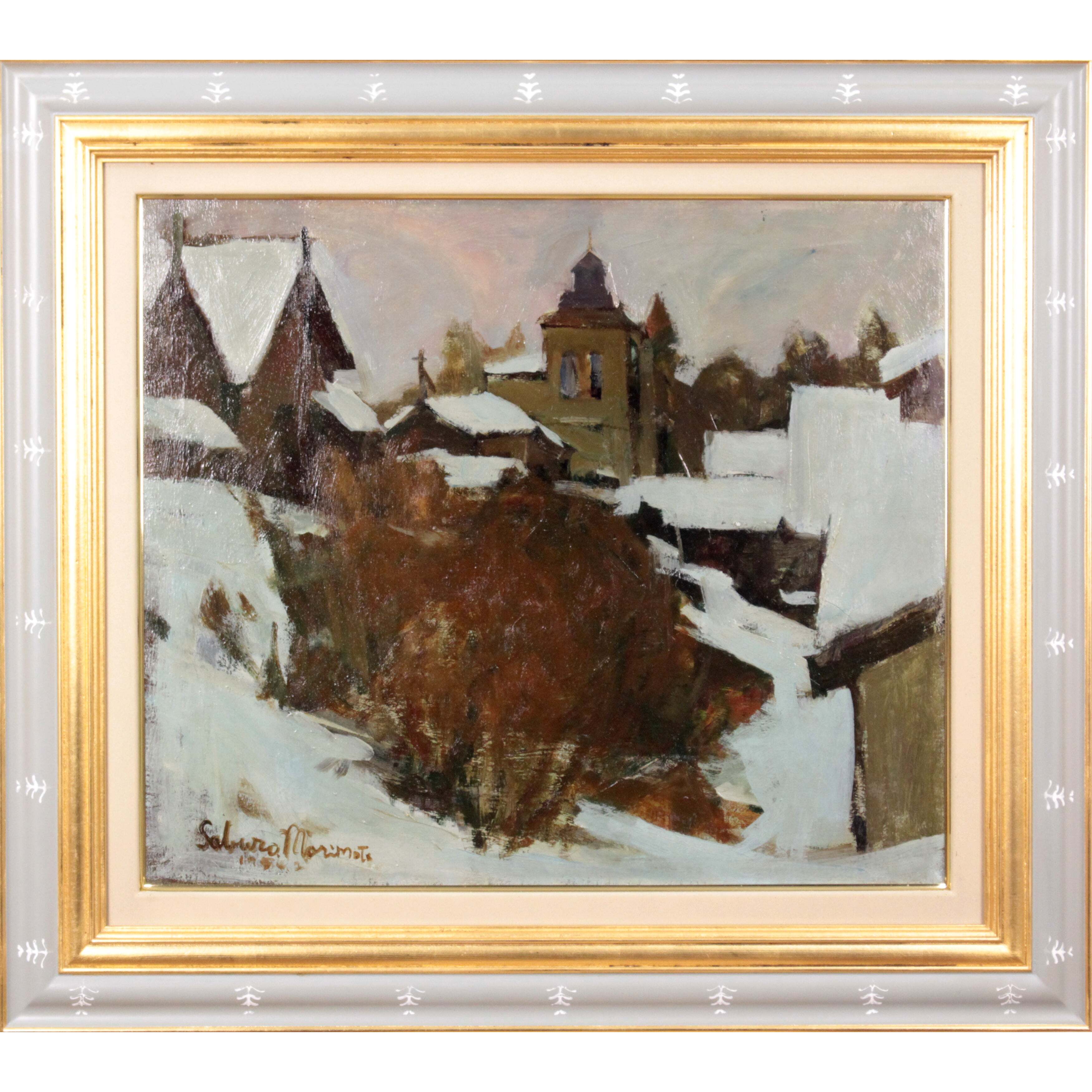 森本三郎 『冬景色』 油彩画 - 北海道画廊
