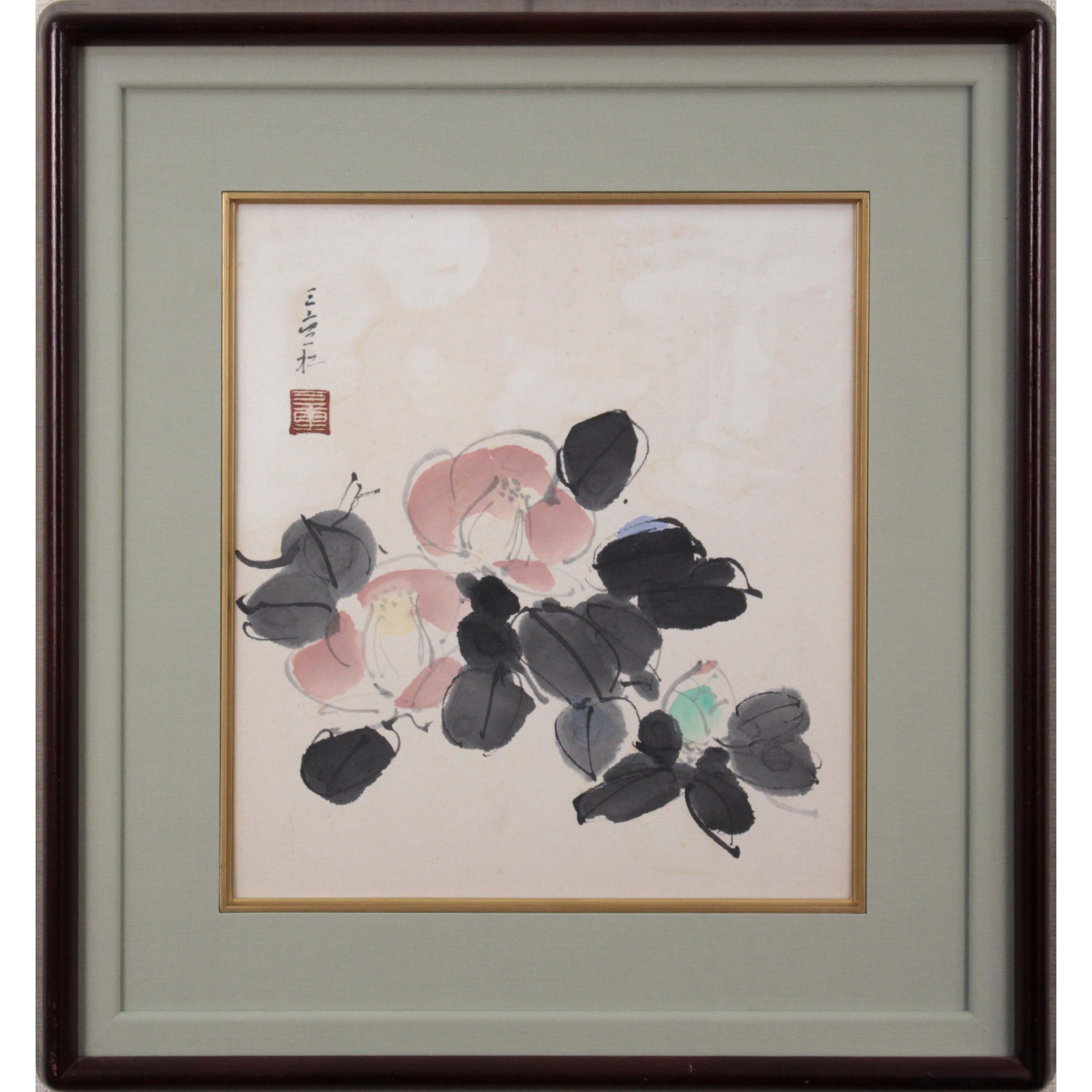 田辺三重松 『椿』 水彩画 - 北海道画廊