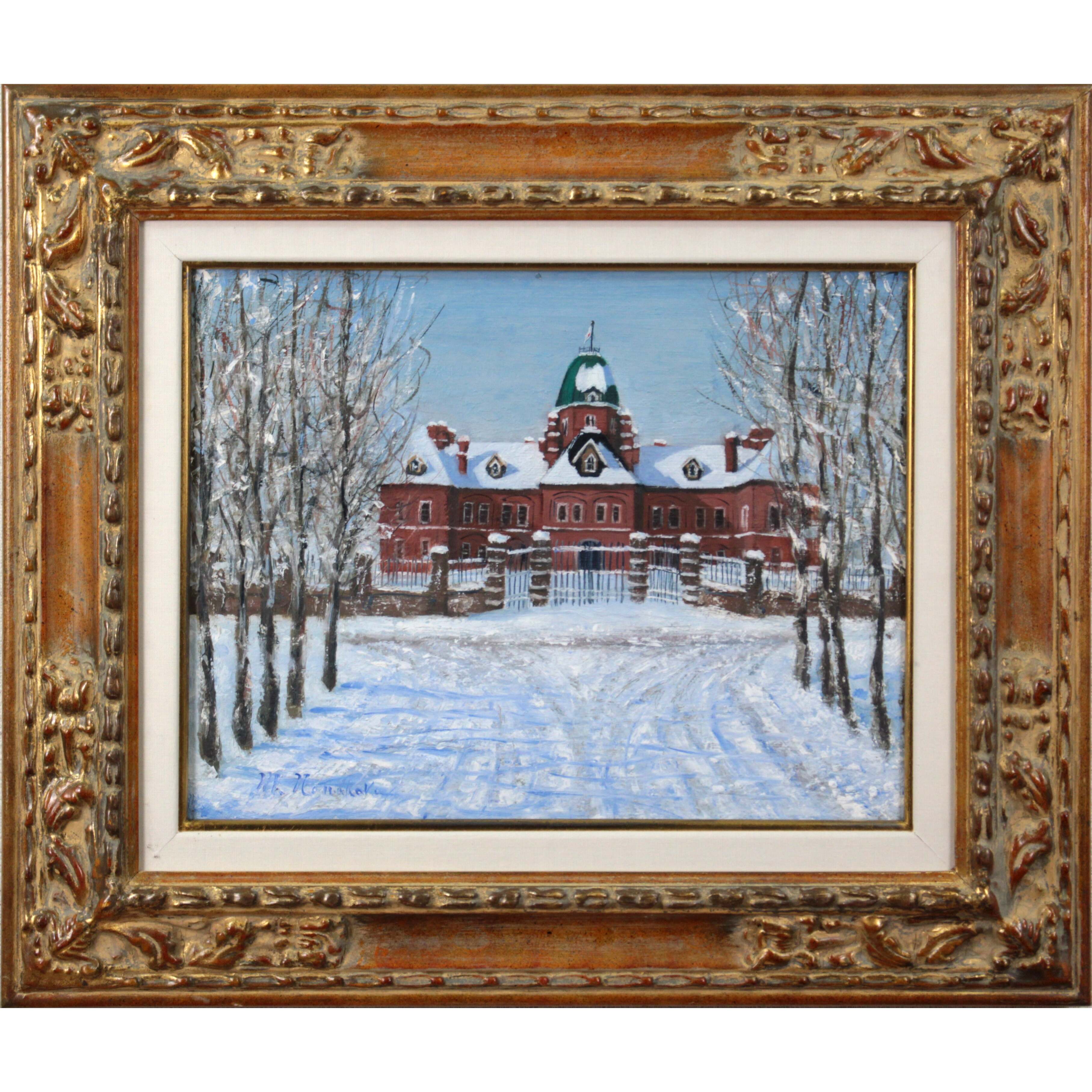 七原正勝 『雪の旧道庁』 油彩画 - 北海道画廊