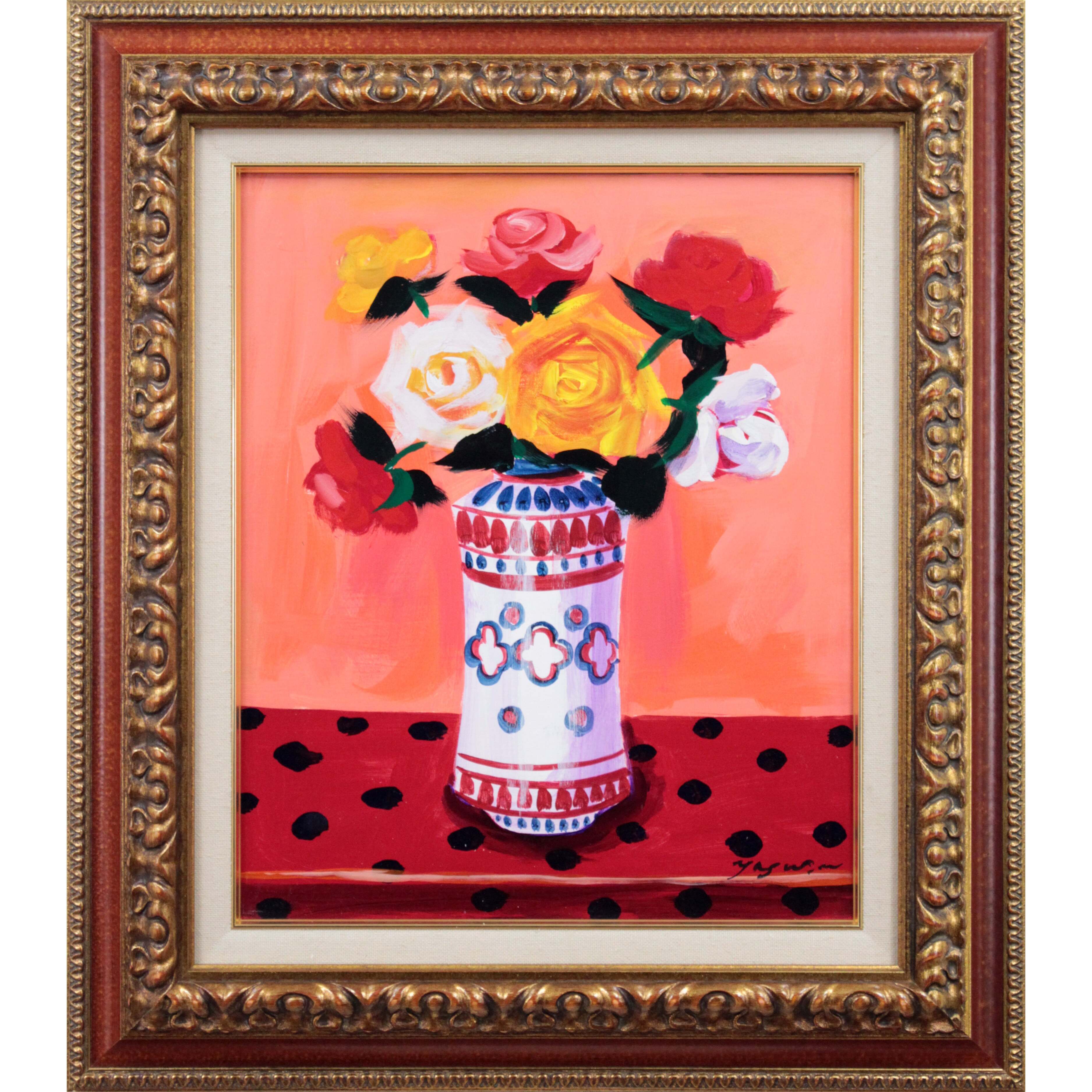 森田康雄 『バラの花』 油彩画 - 北海道画廊