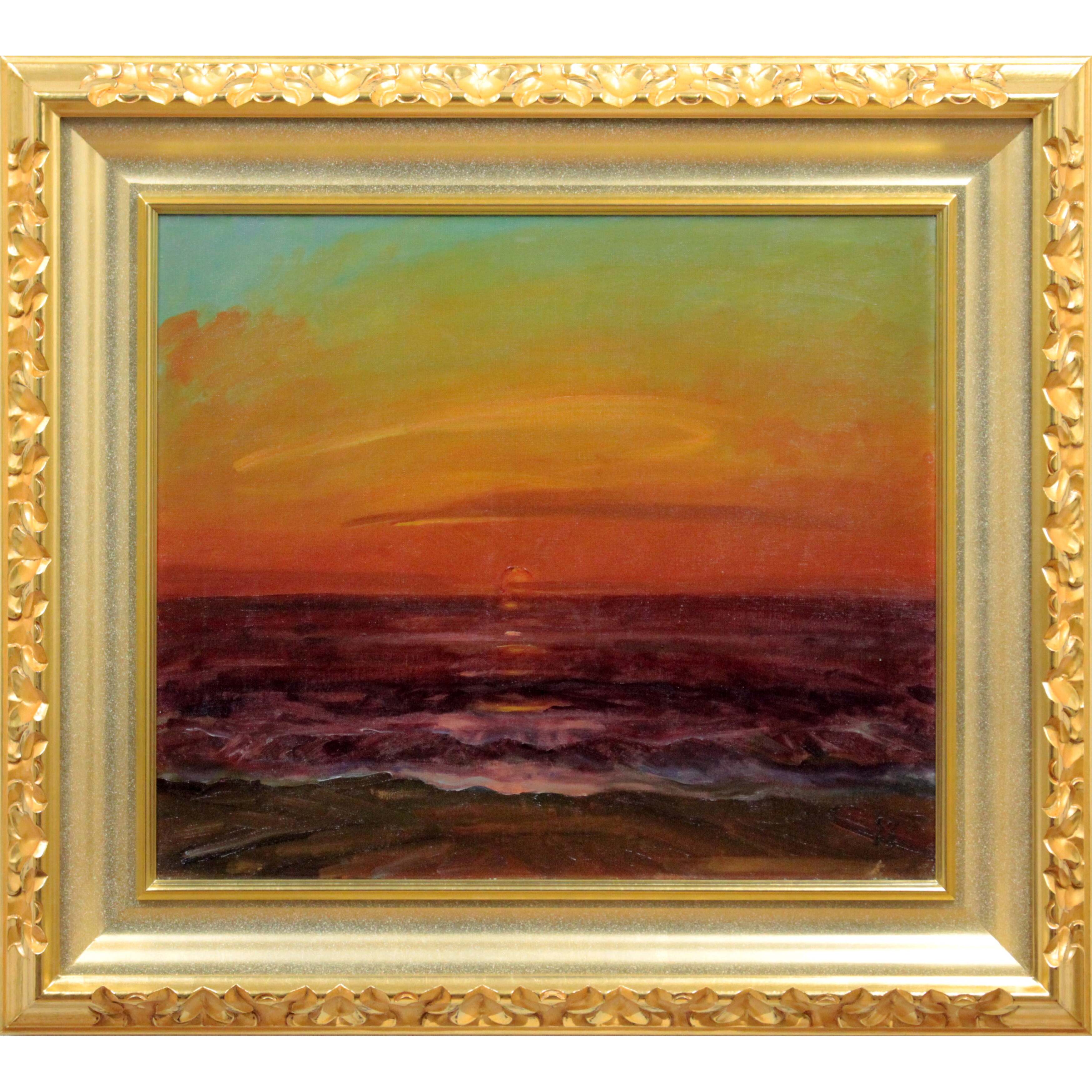 三浦鮮治 『日の出の海』 油彩画 - 北海道画廊