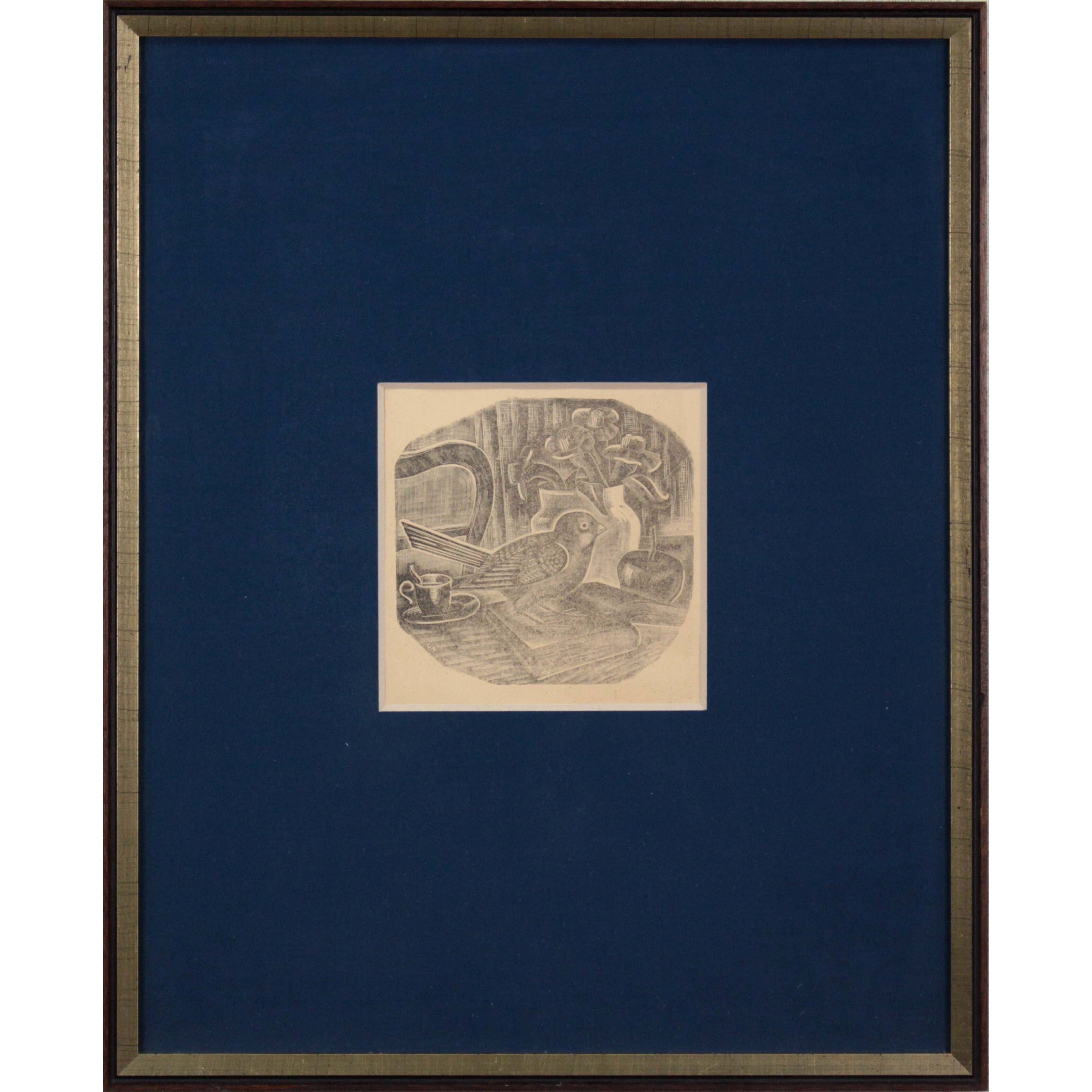 版画家　平塚運一　ワシントンの秋　ワシントンの風景　1964年　木版画　額入 平塚運一 『机上小禽』 木版画 - 北海道画廊