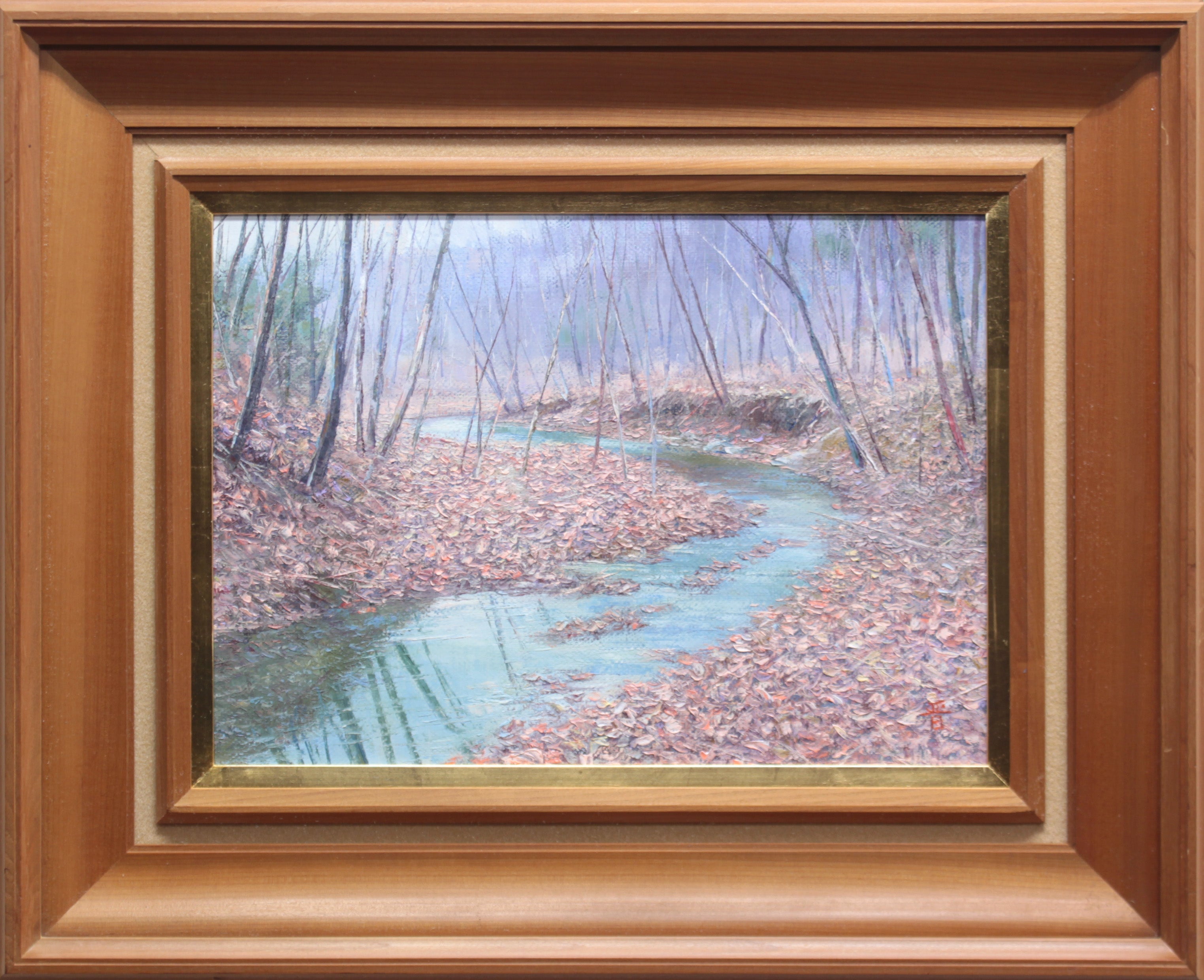 西山晋　「落葉の林道」　油彩　F８号　一枚の繪 西山晋 「落葉の林道」 油彩 F8号 一枚の繪