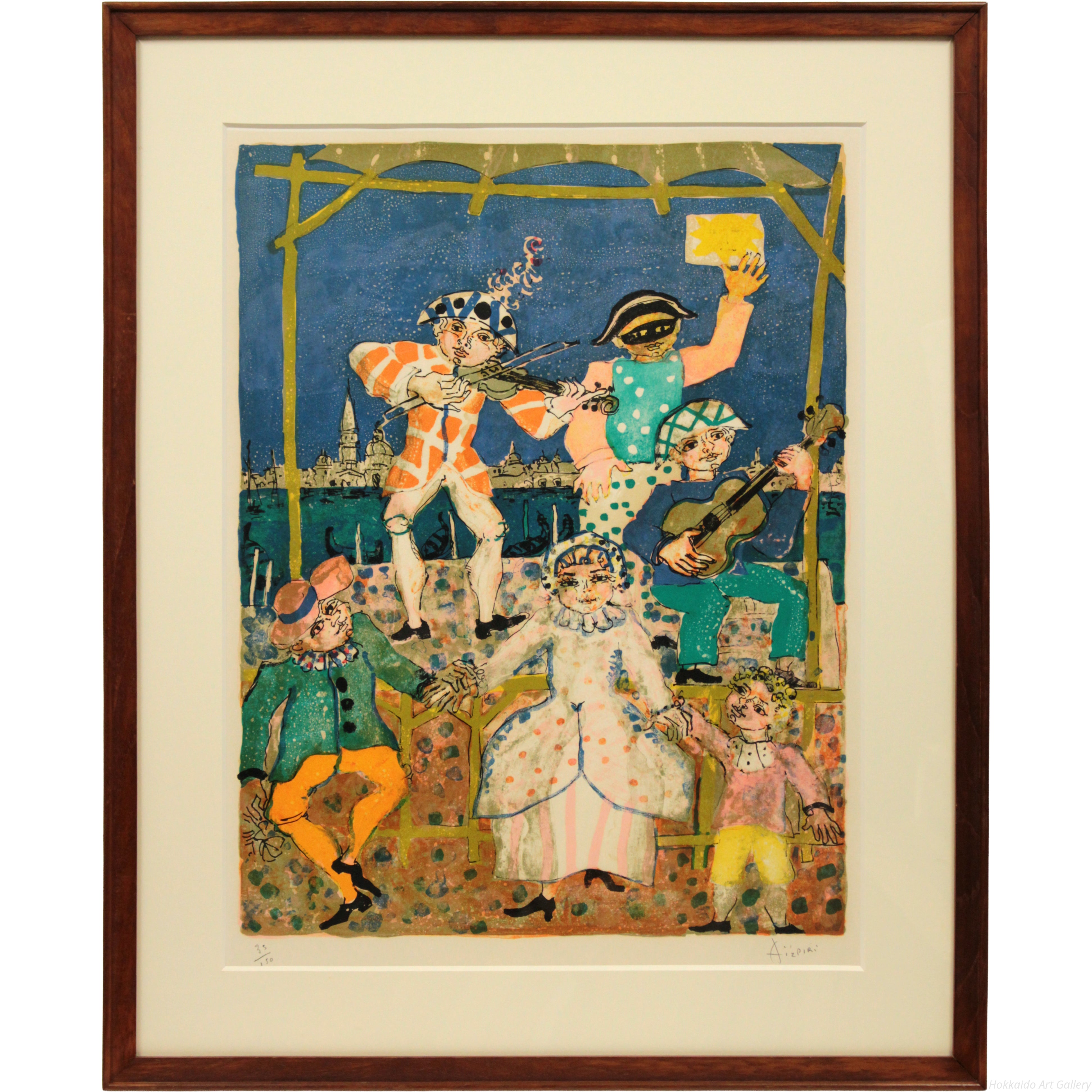 ポール·アイズピリAIZPIRI　大判リトグラフ『セーヌ河畔ノートルダム寺院』 ポール·アイズピリAIZPIRI 大判リトグラフ『セーヌ河畔ノートルダム