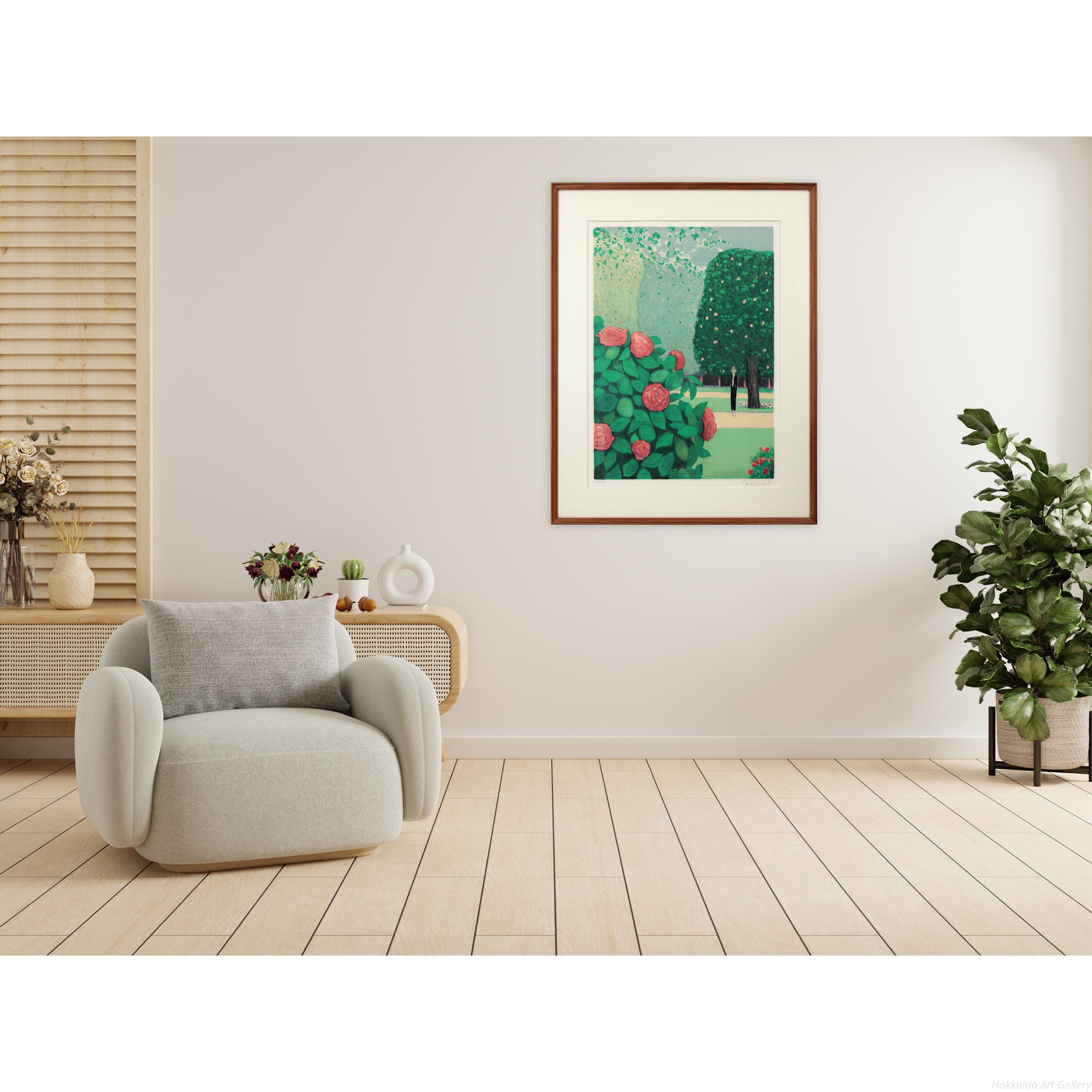 ジャン＝ピエール・カシニョール 『バラの繁み』 リトグラフ - 北海道画廊