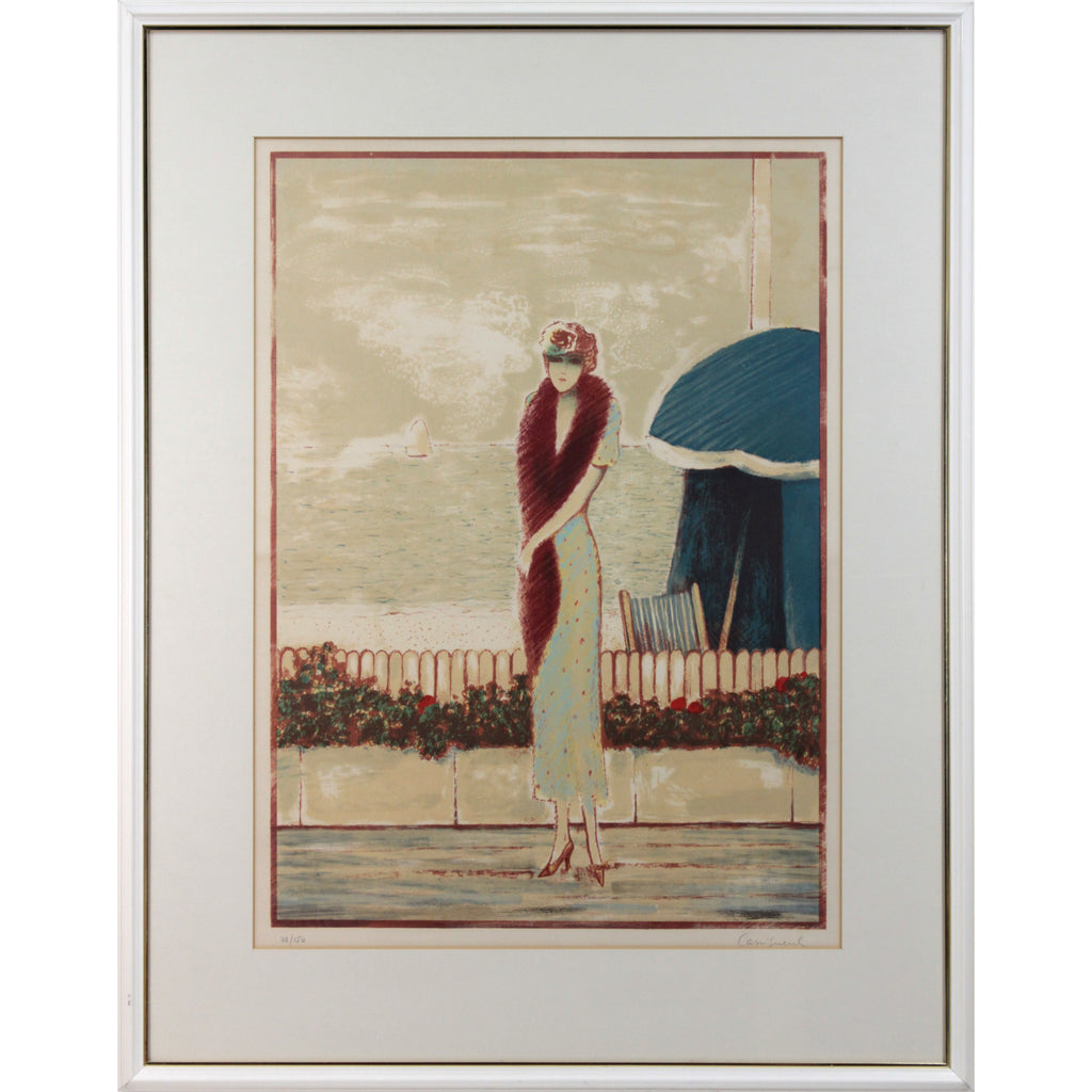 ジャン・ピエール・カシニョール、「赤い狐のえりまき」　希少・大判画集画 ジャン＝ピエール・カシニョール 『キツネの襟巻をした女性