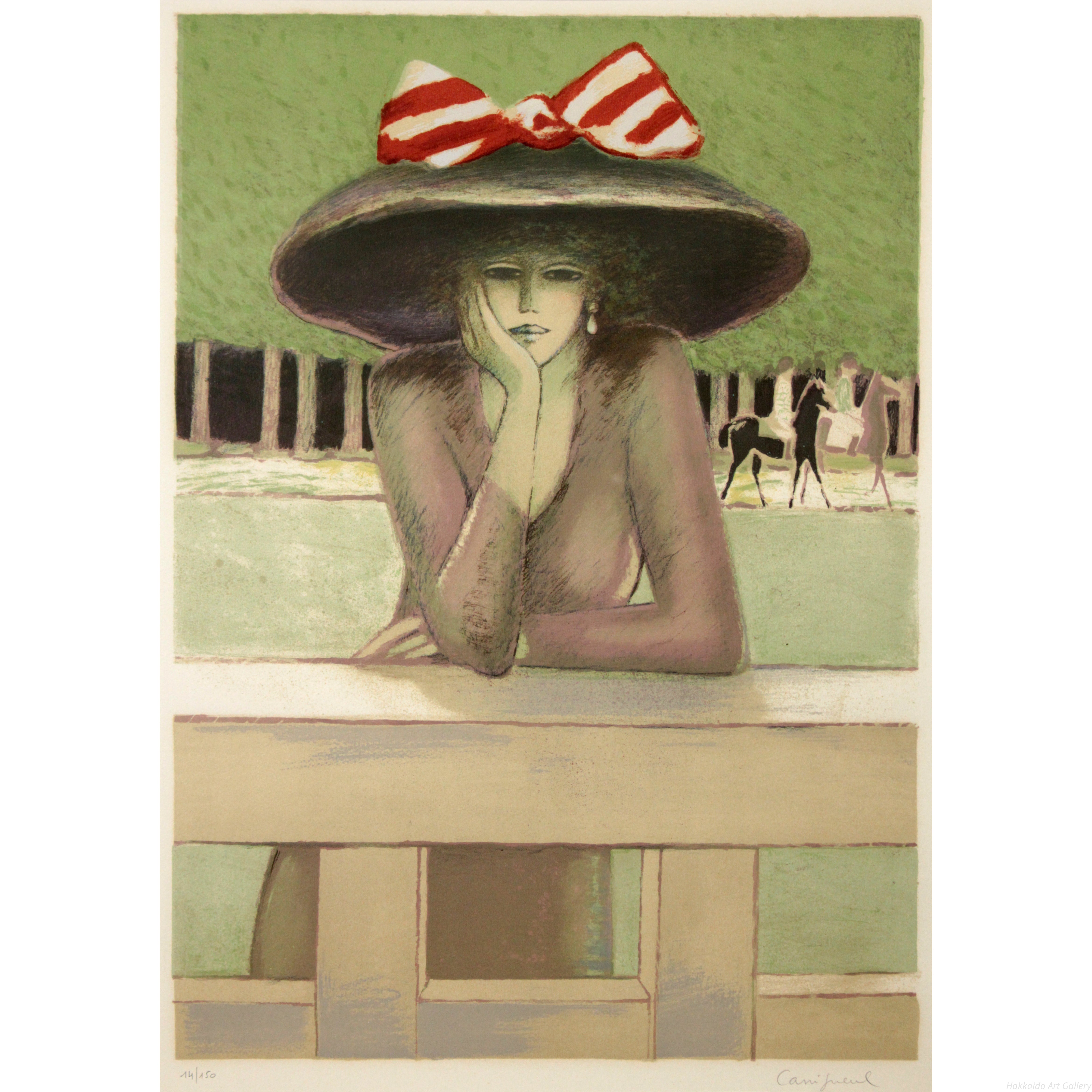 【真作保証】ジャン・ピエール・カシニョール「秋の色」リトグラフ 版画 絵画 美人 ジャン＝ピエール・カシニョール 『秋』 リトグラフ - 北海道画廊