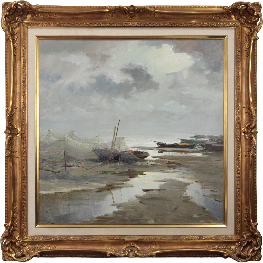 クレイツ 『出漁のあと』 油彩画 - 北海道画廊