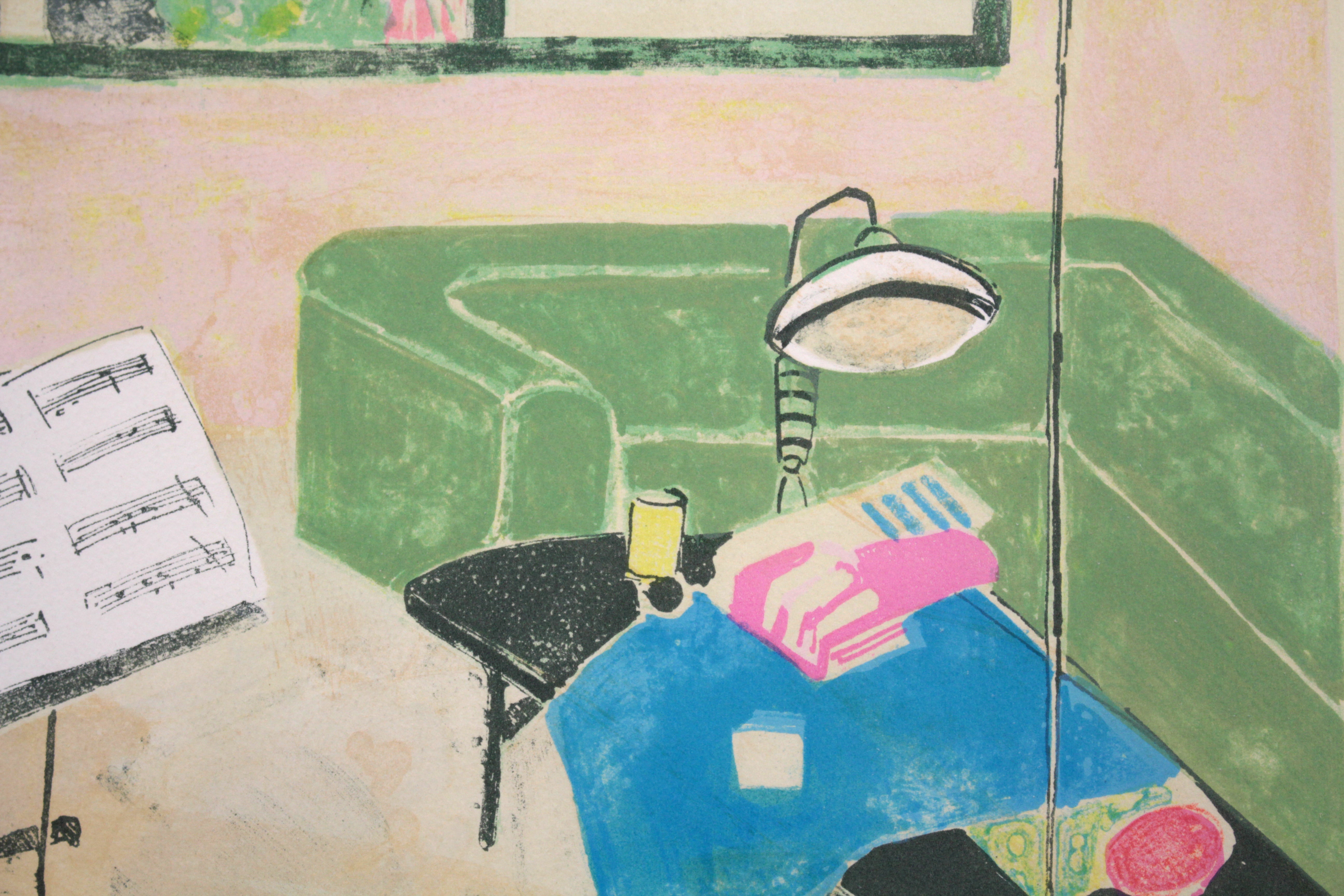ジル・ゴリチ『スタジオ』リトグラフ【真作保証】 絵画47×60cm作品サイズ
