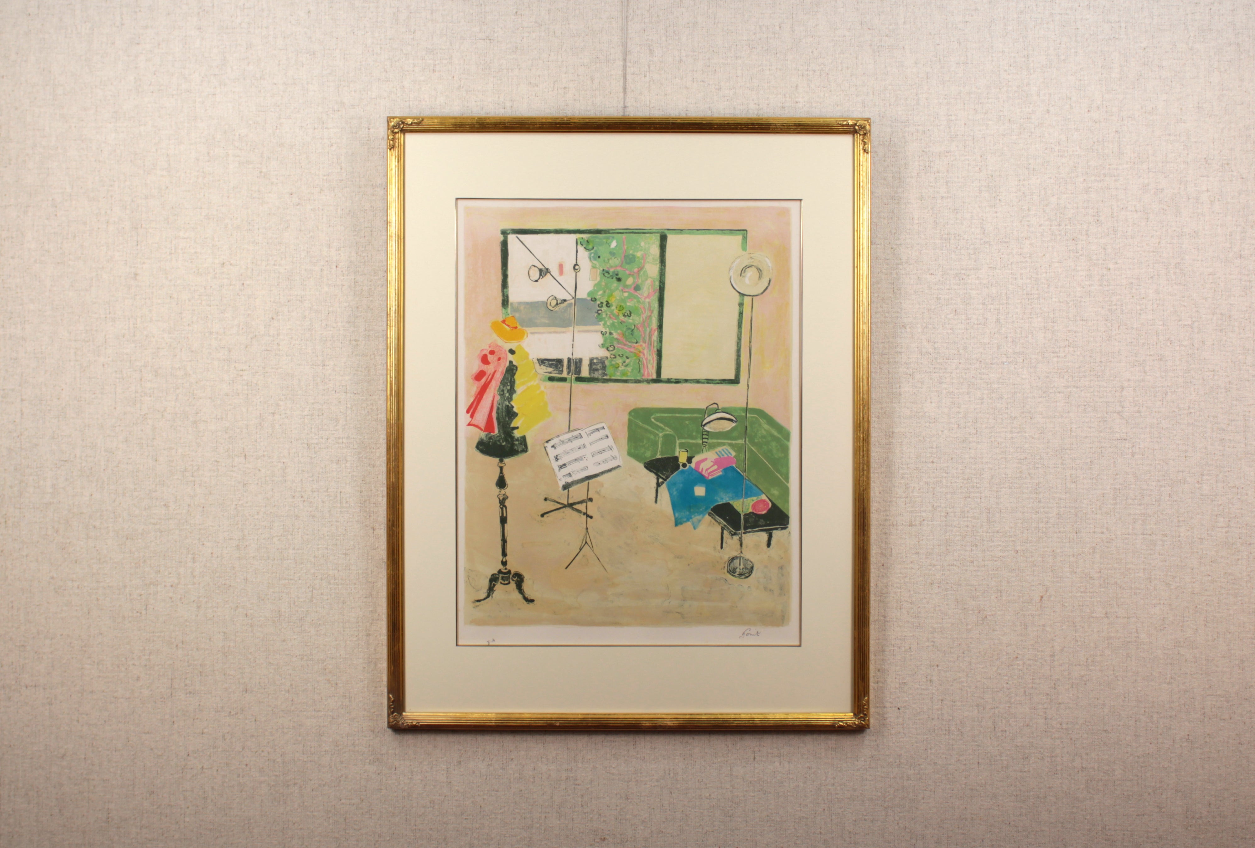 ジル・ゴリチ『スタジオ』リトグラフ【真作保証】 絵画47×60cm作品サイズ