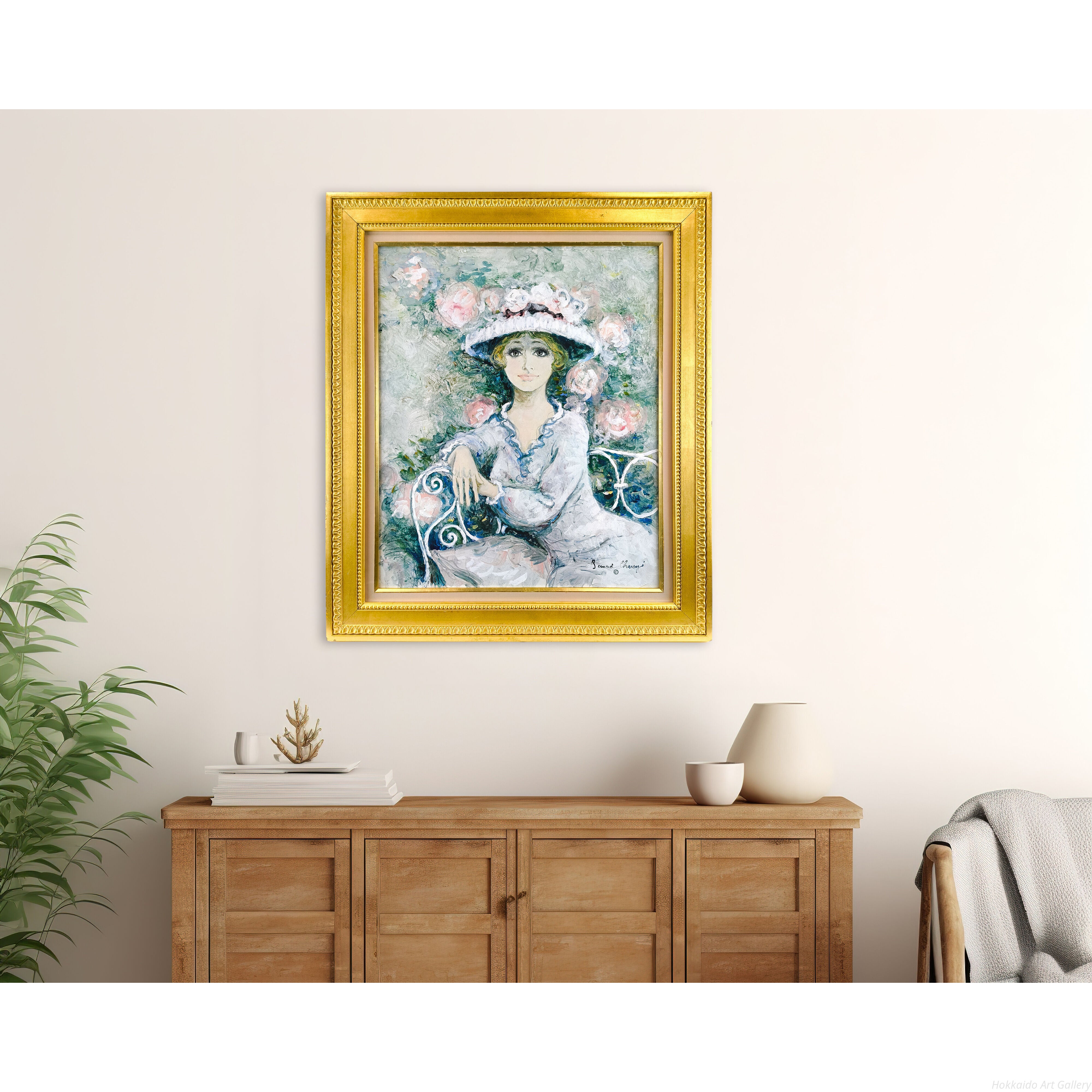 人物画　油絵　ベルナール・シャロワ　フランス　F6　額付き　手描き　肉筆 楽天市場】版画 ベルナール・シャロワ オレンジの服 リトグラフ 額付き
