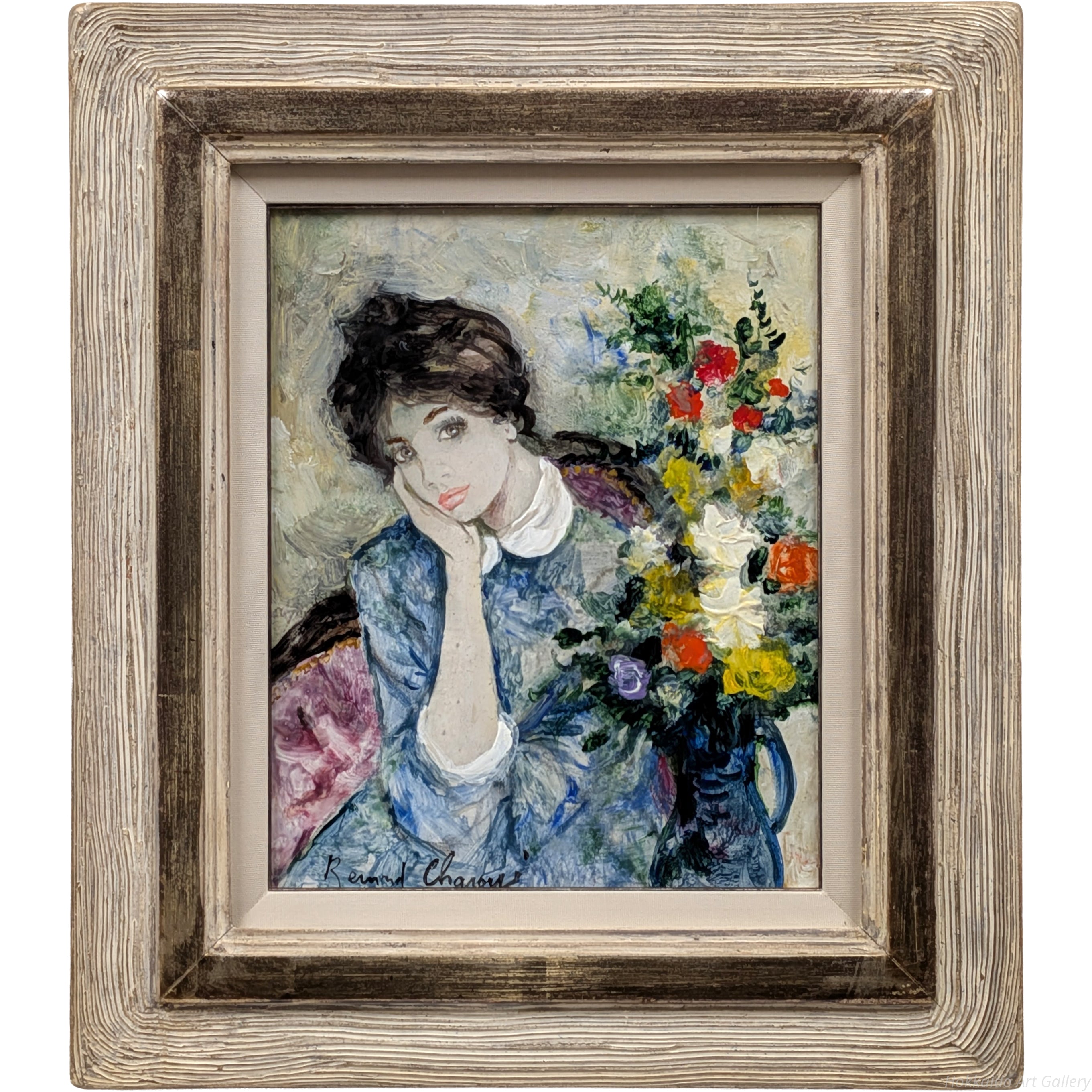 ベルナール・シャロワ 『花束を持つ女』 油彩画 - 北海道画廊