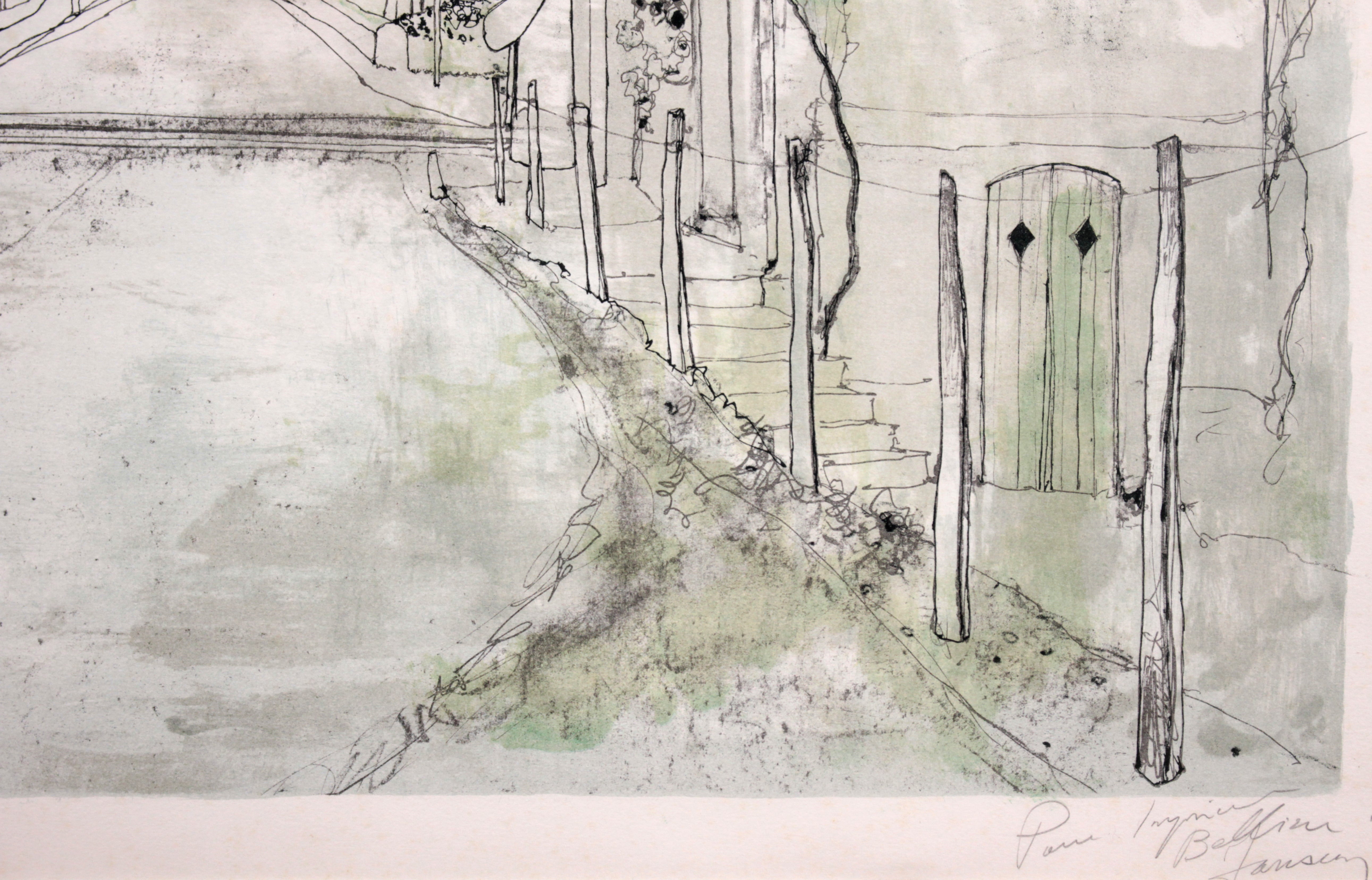 ジャン・ジャンセン 『踏切』 リトグラフ - 北海道画廊