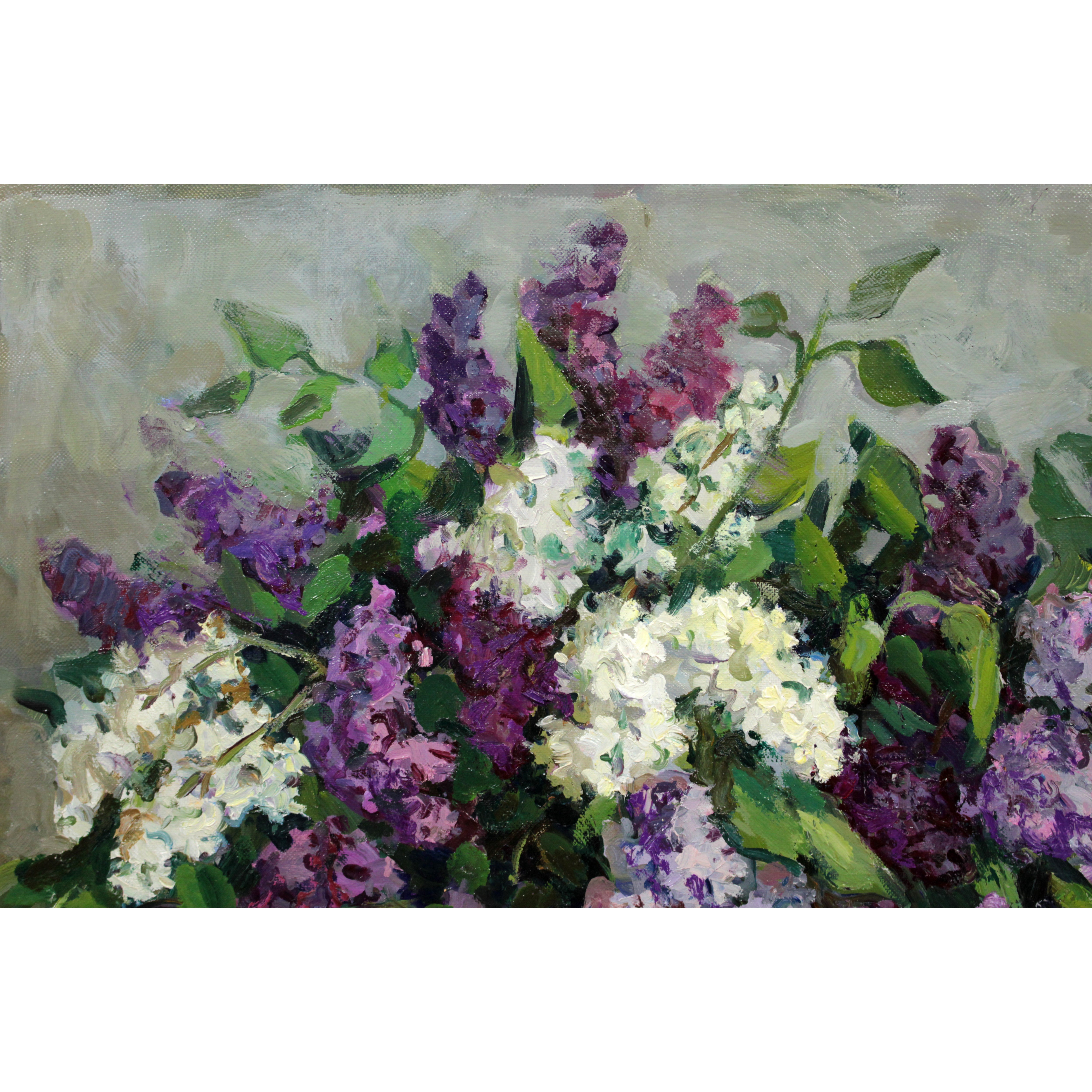 ライラックの油絵 内藤一男「ライラック」油絵・F6号 絵画買取・販売の小竹美術