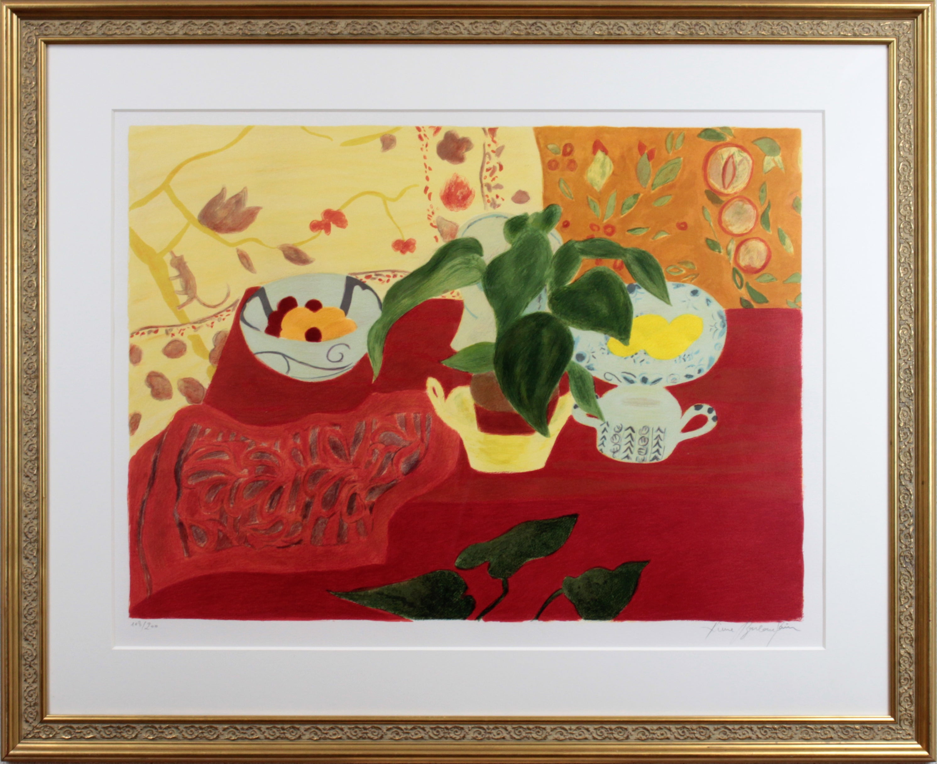 ピエール・ボンコンパン 『赤いテーブルクロス』 リトグラフ - 北海道画廊