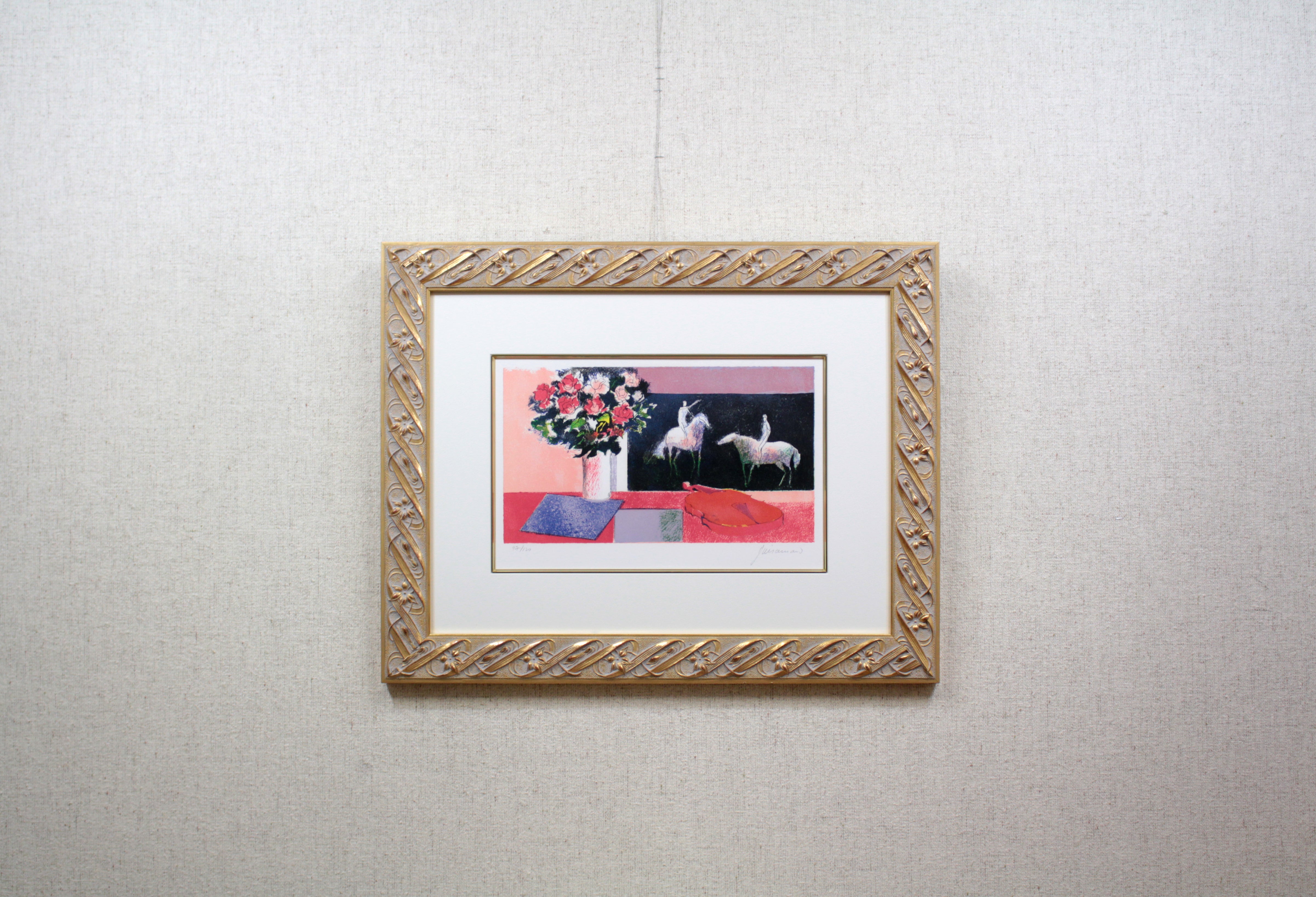 ポール・ギヤマン 『花と馬とバイオリン』 リトグラフ - 北海道画廊